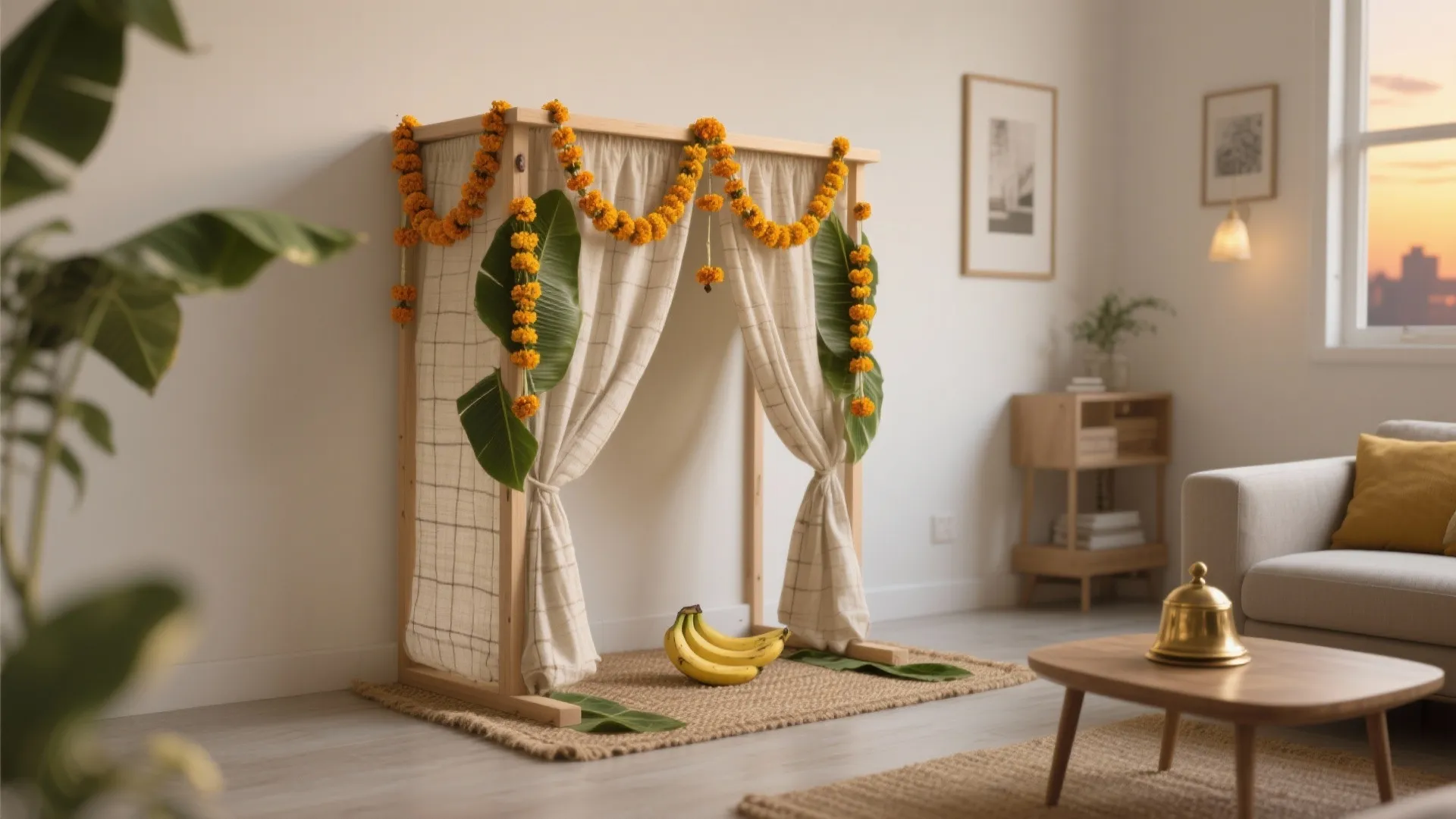 1) Minimal Mandap with Natural Textures