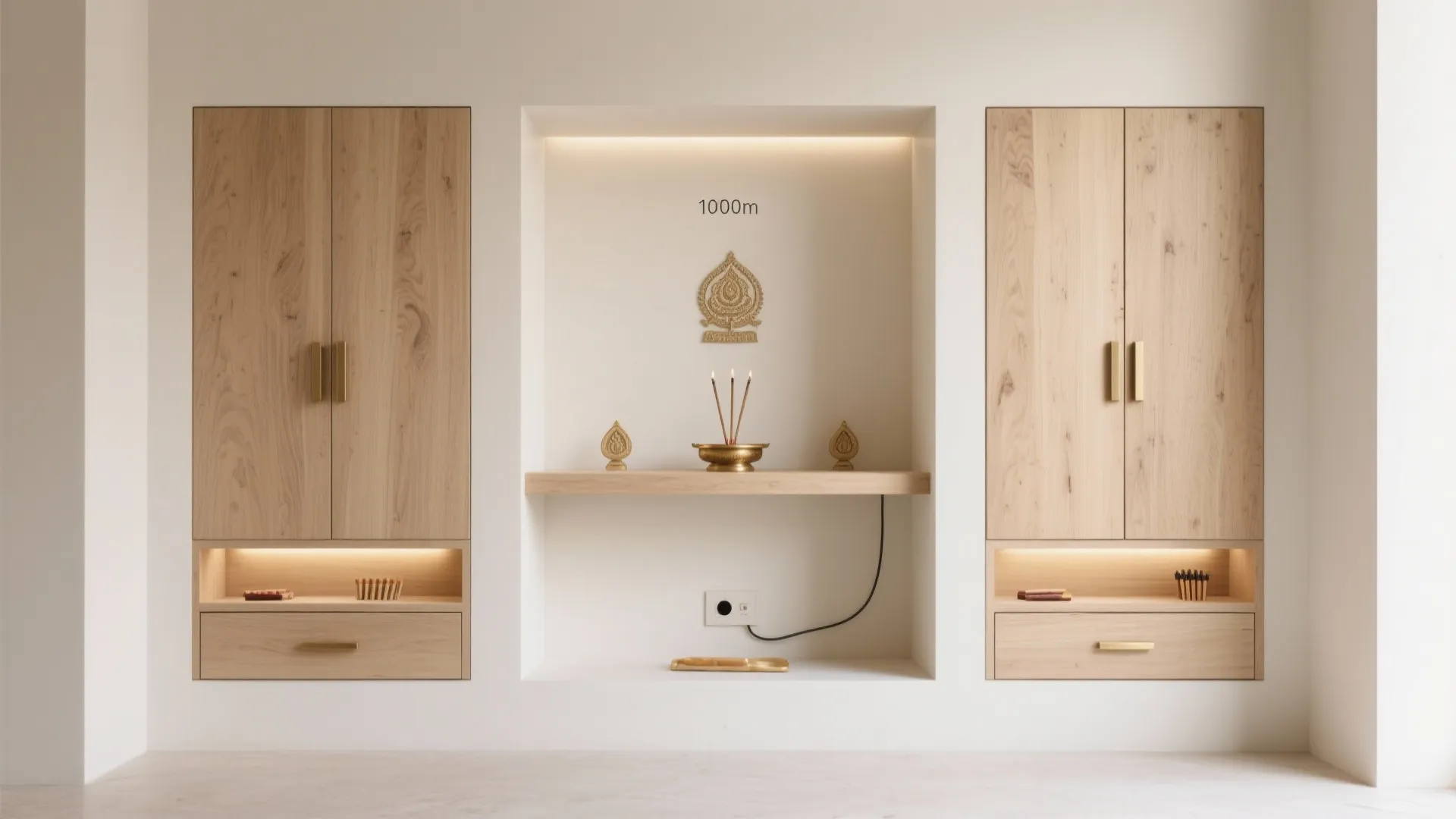 Minimal mandir with concealed storage