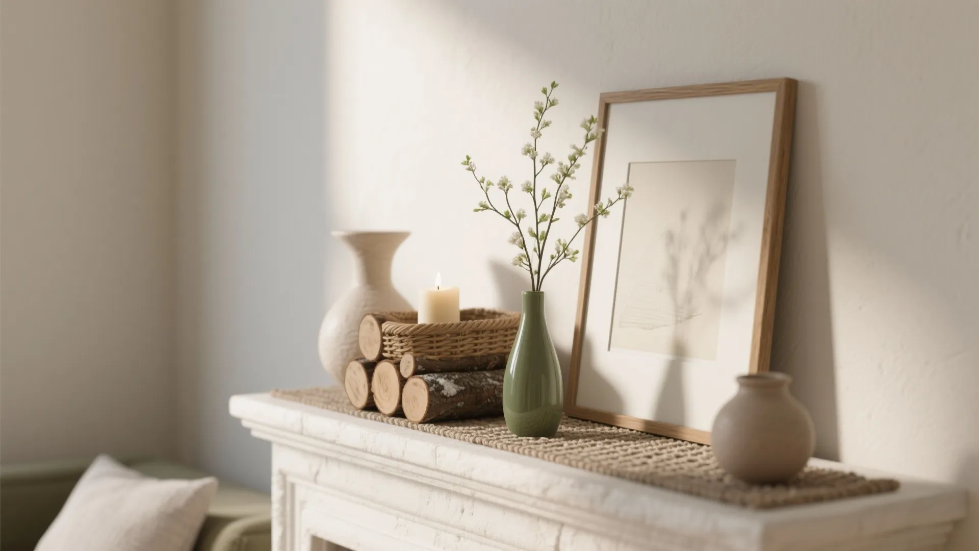 5. Keep the hearth styling minimal and seasonal