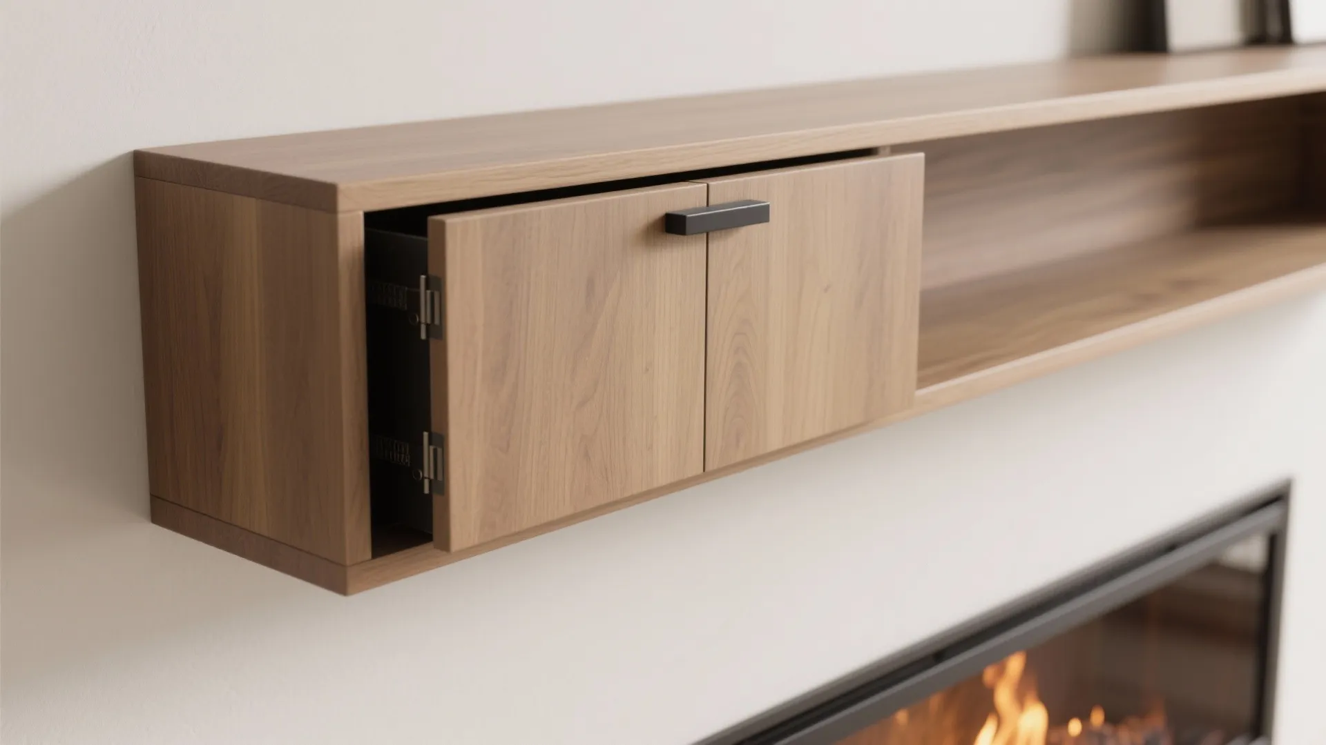 Minimalist mantle with hidden storage