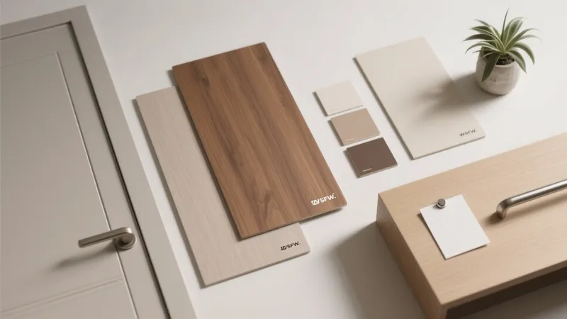 Modern Home Office Material Samples & Color Palette Guide