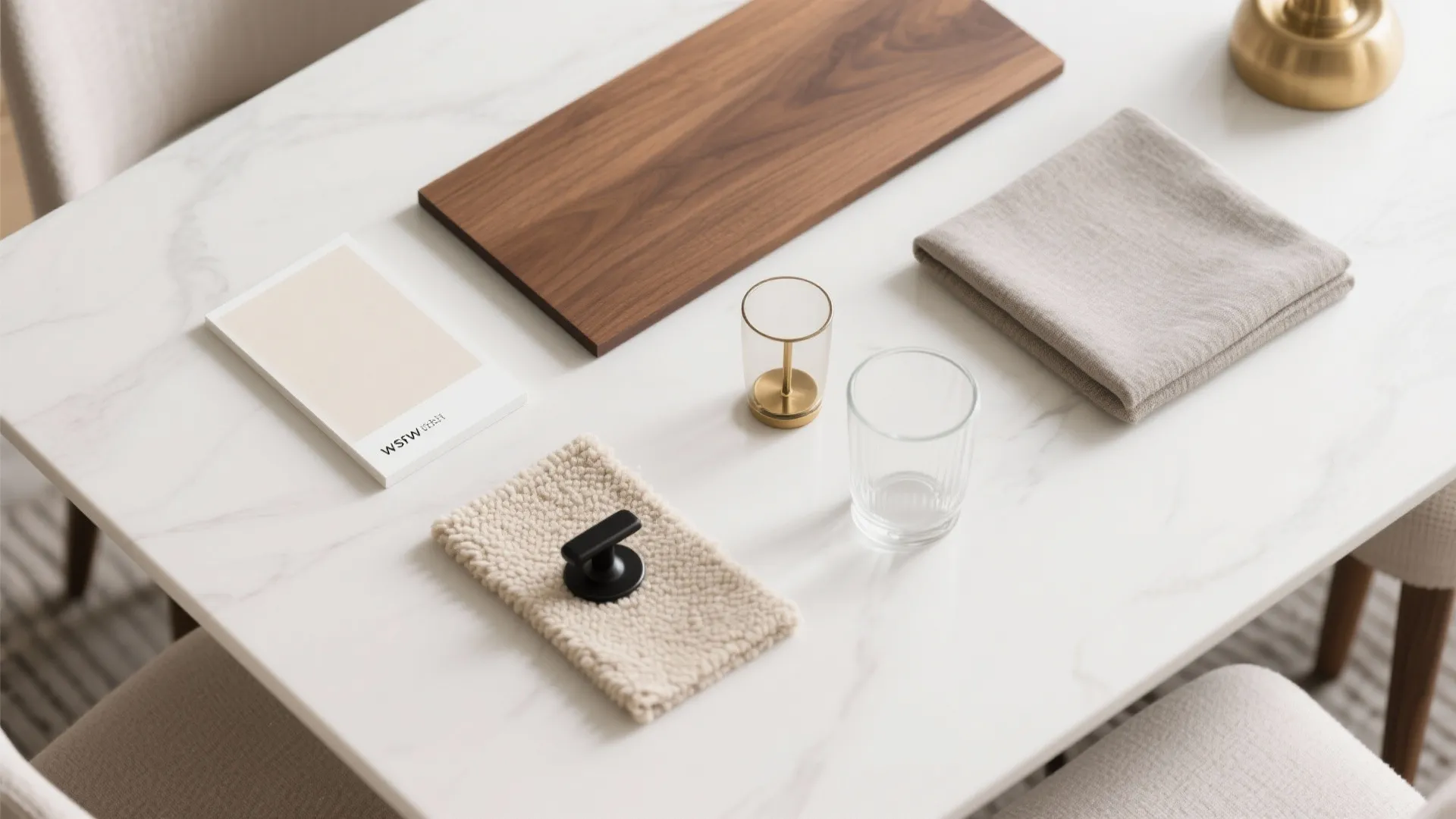Minimalist palette with warm wood