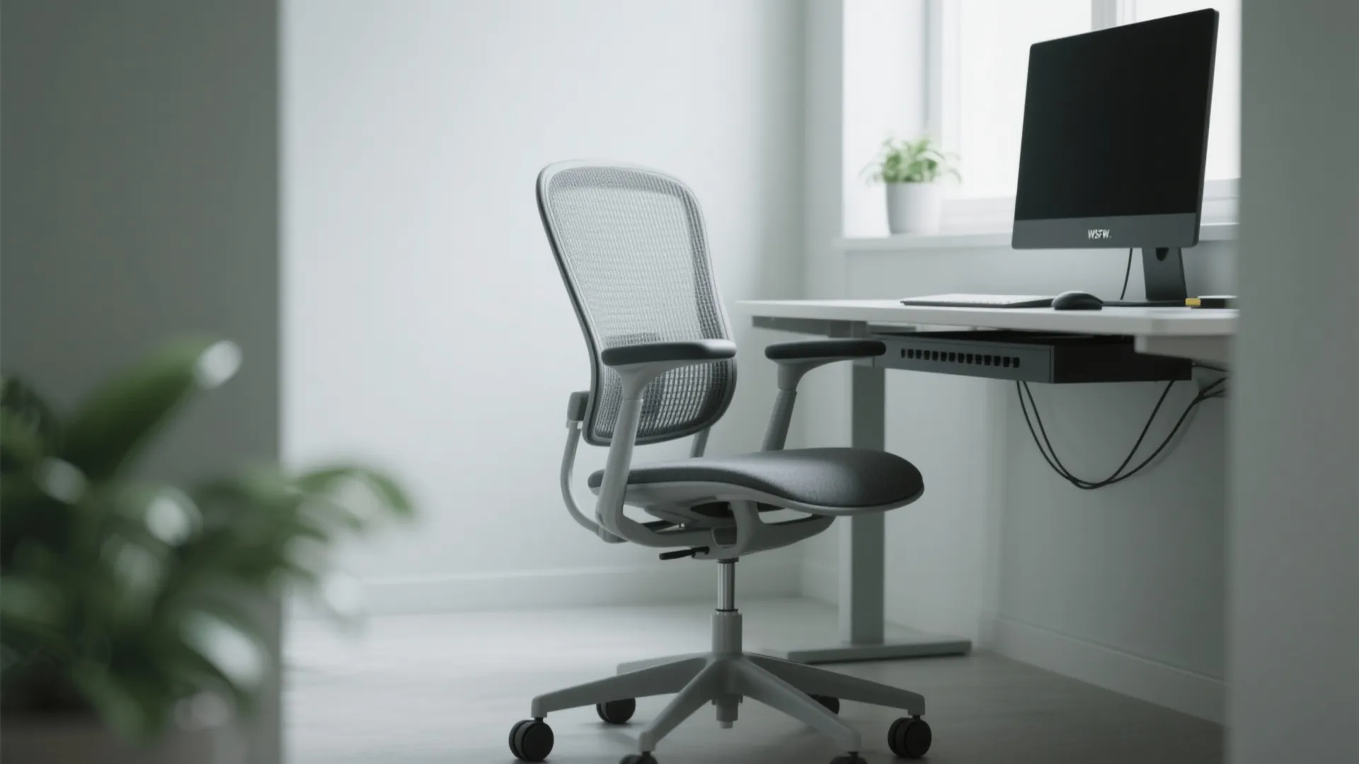 1) Minimalist, low-profile ergonomic chairs