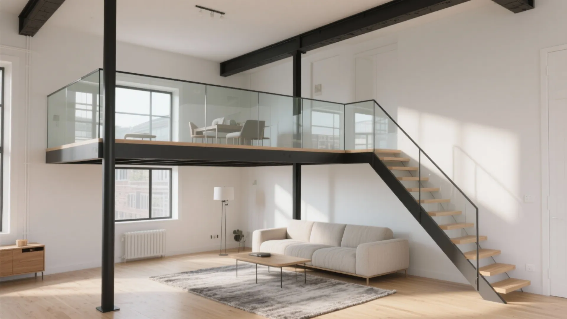Minimal Mezzanine, Clear Lines, and a Calm Palette