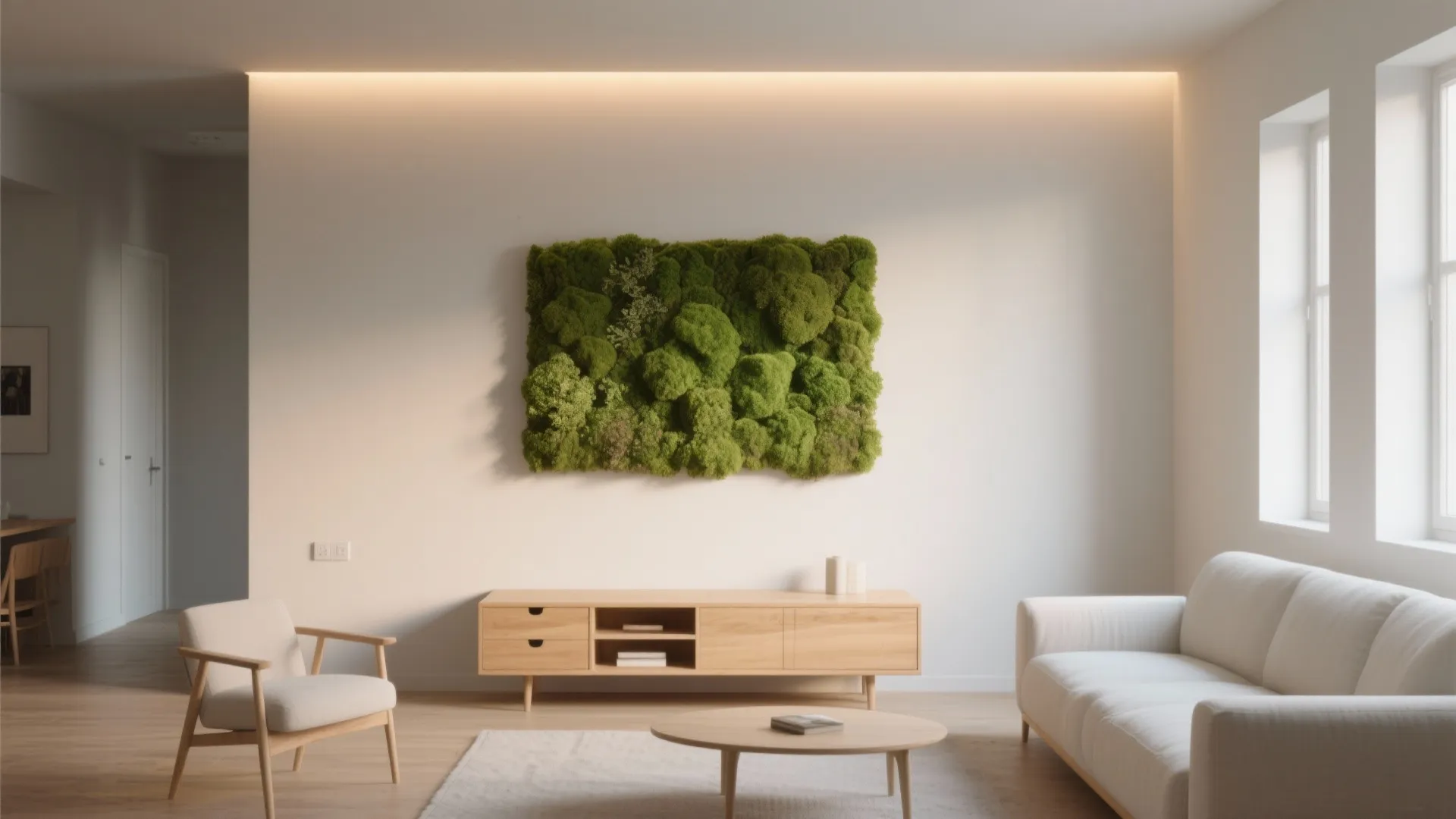Minimalist Moss Wall + Indirect Light