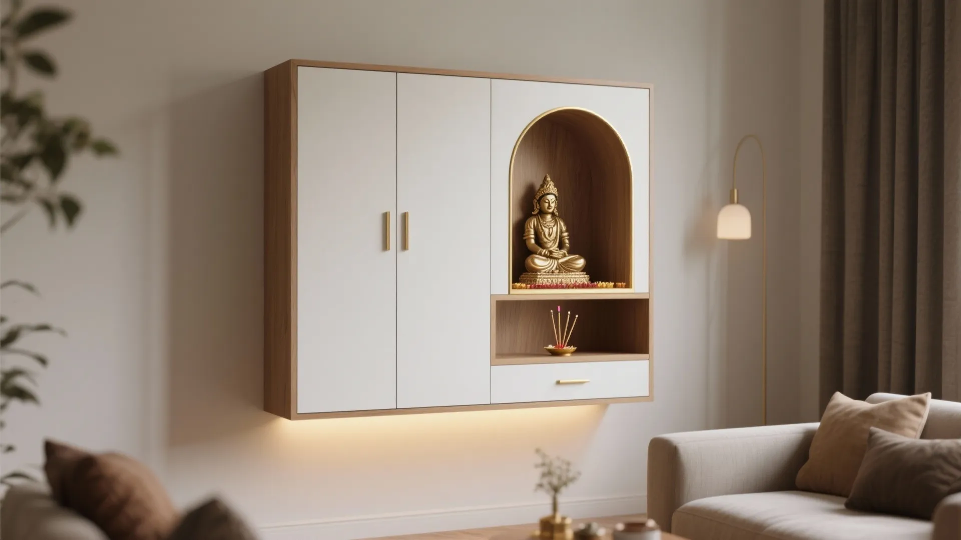Minimalist Closed Storage with a Calm Focal Niche