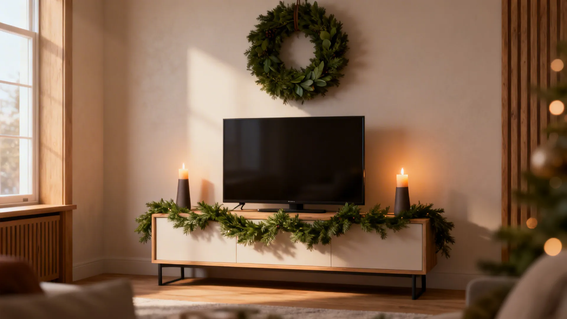 5 Cozy Living Room Christmas TV Stand Ideas: Festive TV stand decorations that make small living rooms feel magical