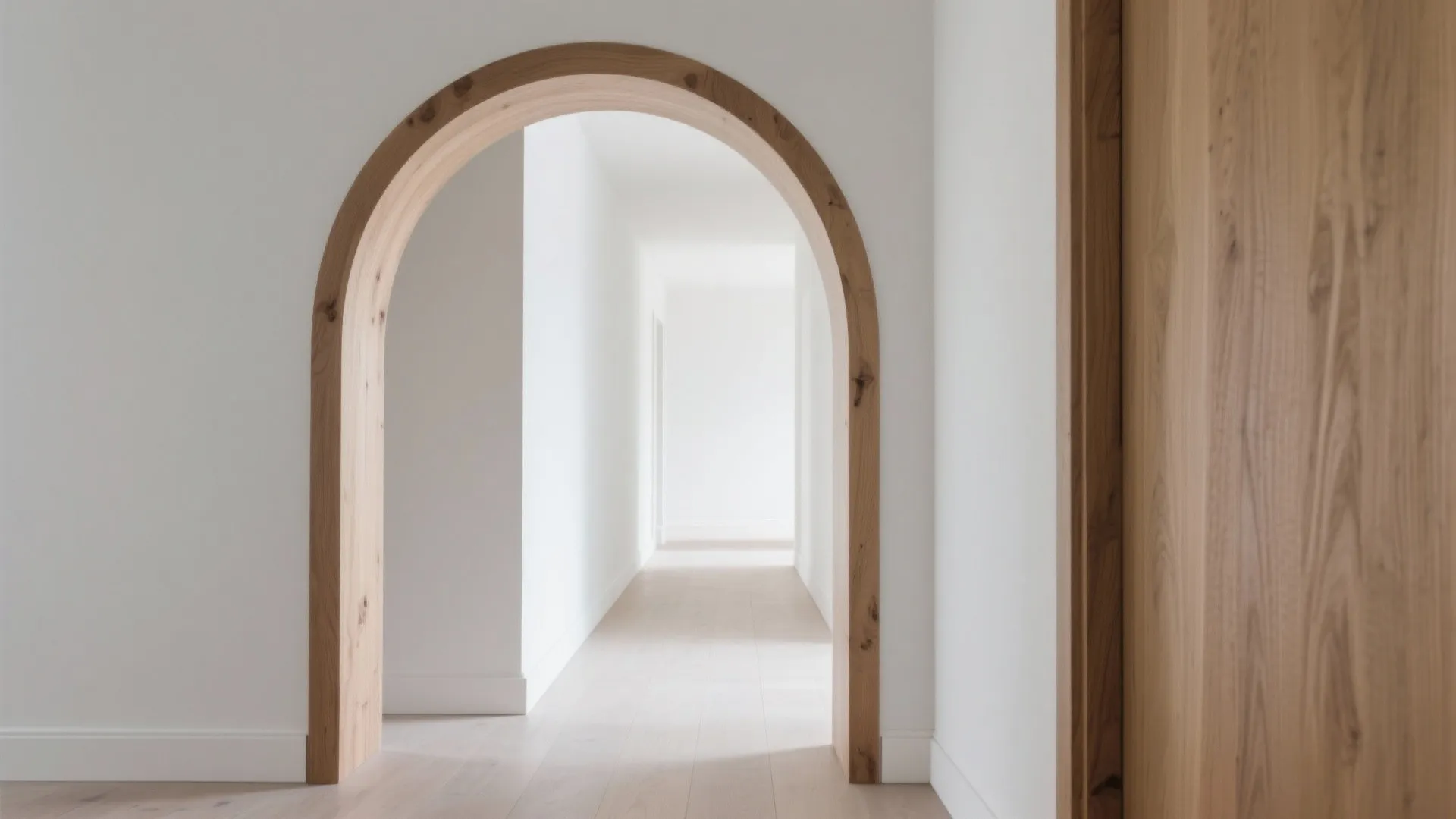 Minimal Oak Archway for Narrow Halls
