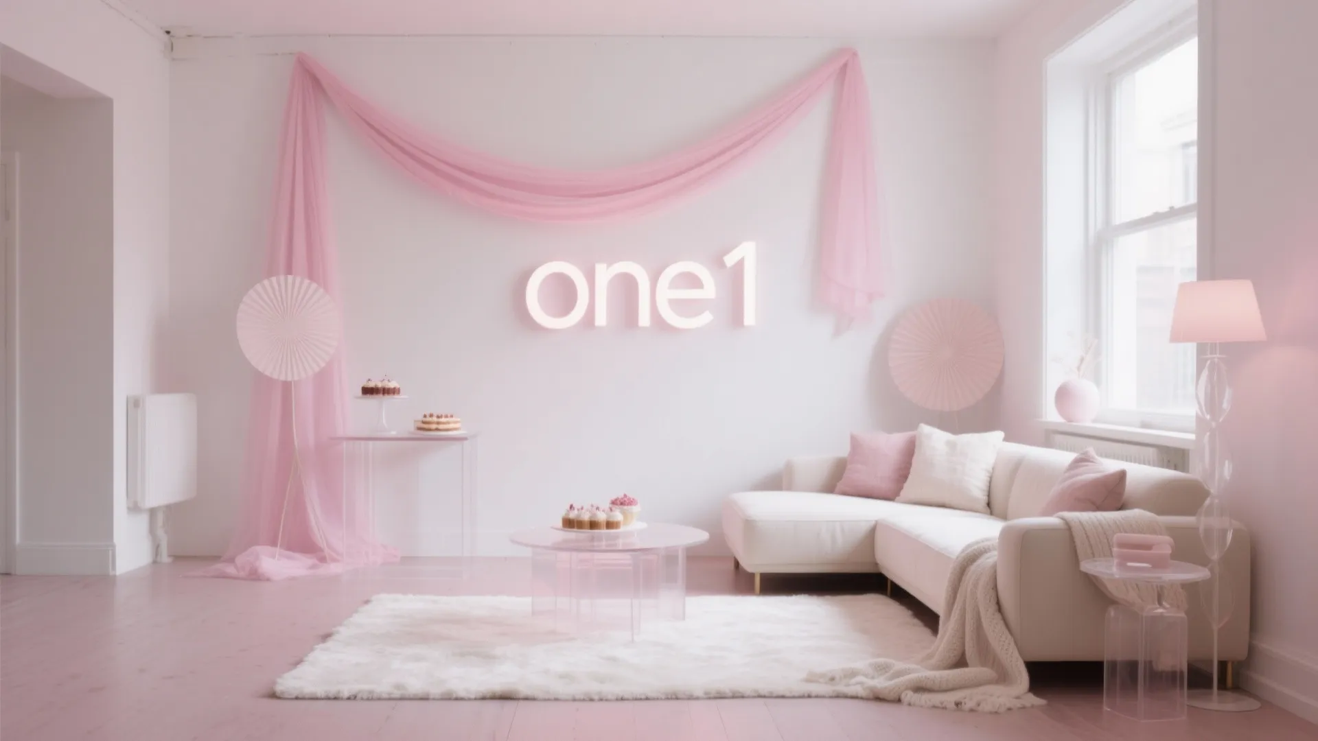 Minimal Pink-and-White “One-derland” (Small Space Edition)