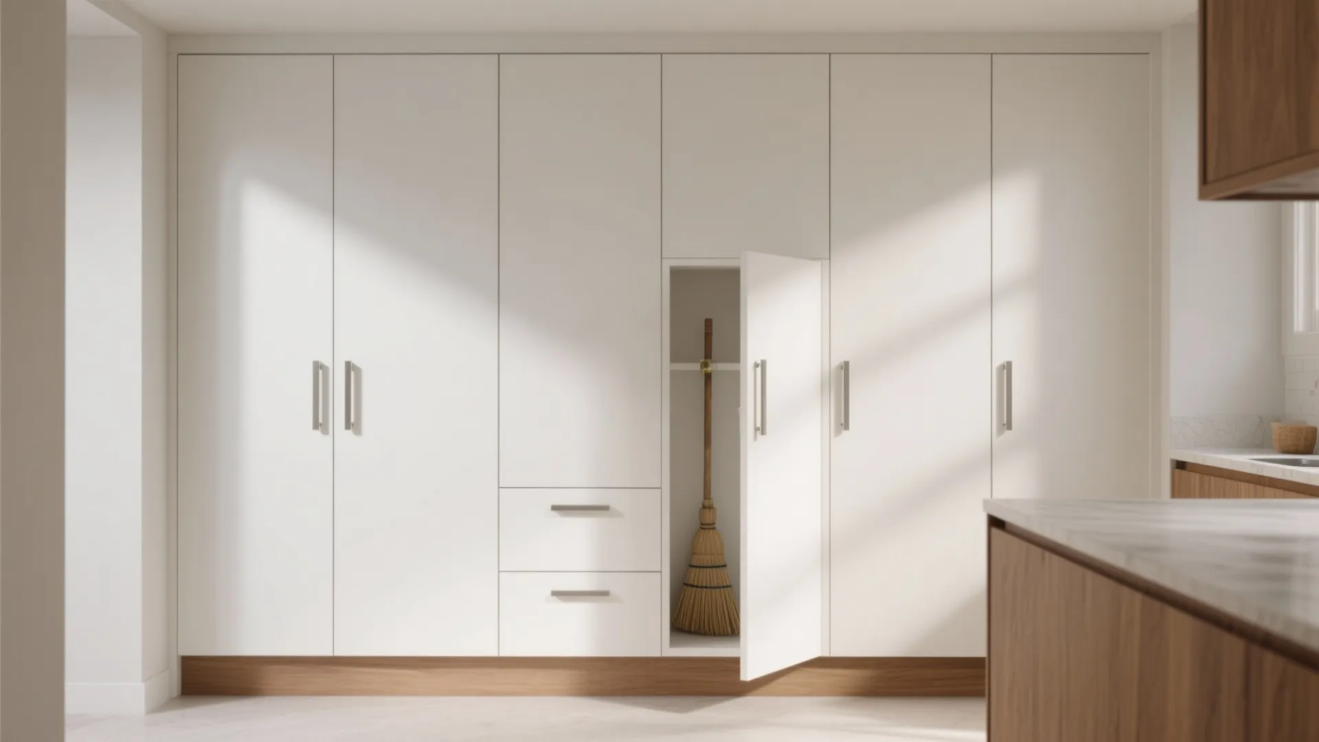 Minimalist pantry walls with concealed storage