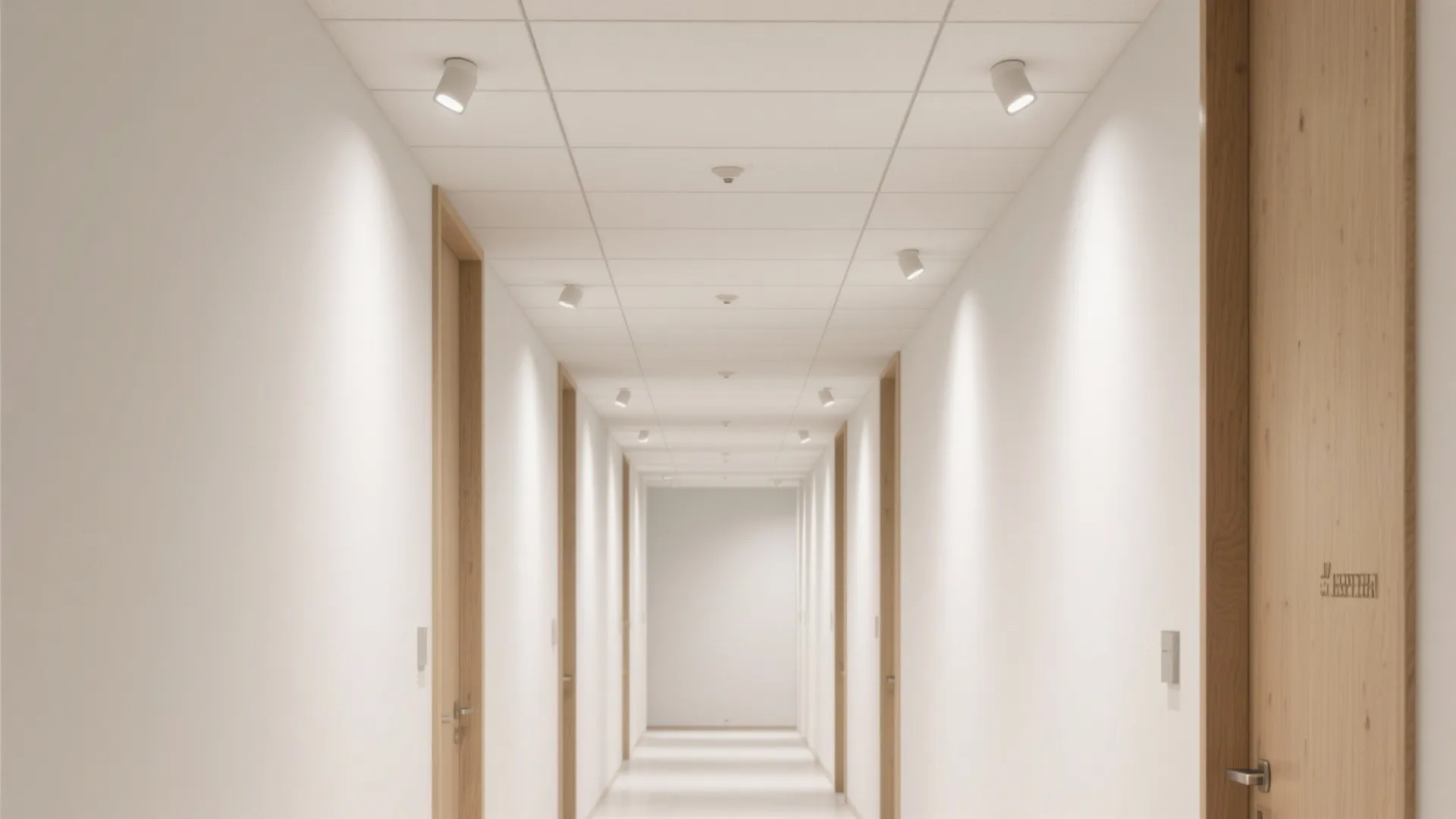 Minimalist plane with punctuated micro‑downlights