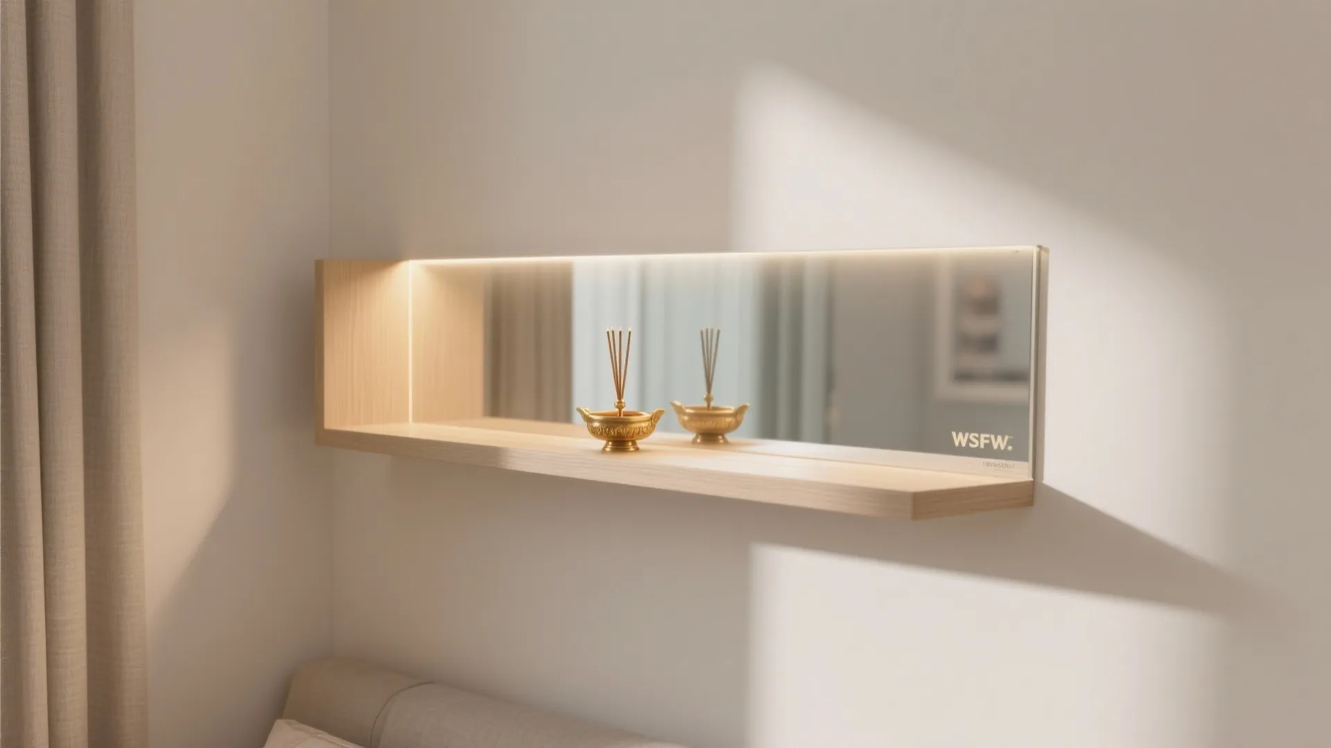 Wall-mounted minimalist pooja shelf