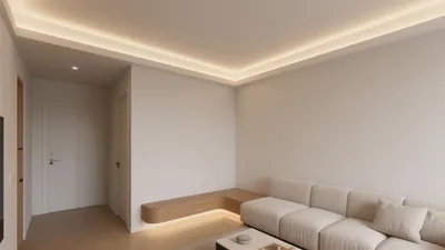 Modern Minimalist Living Room with Cove Lighting