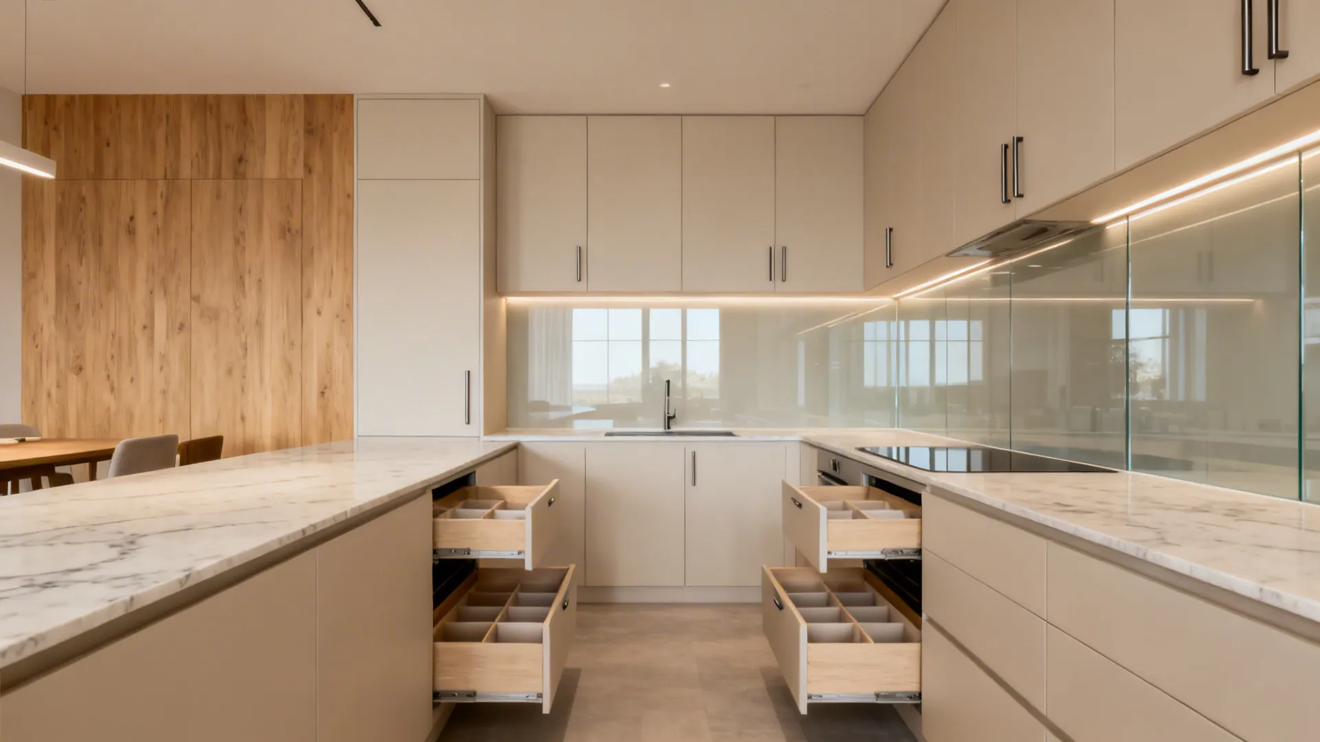 Minimalist Kitchen Storage with Quiet Lines