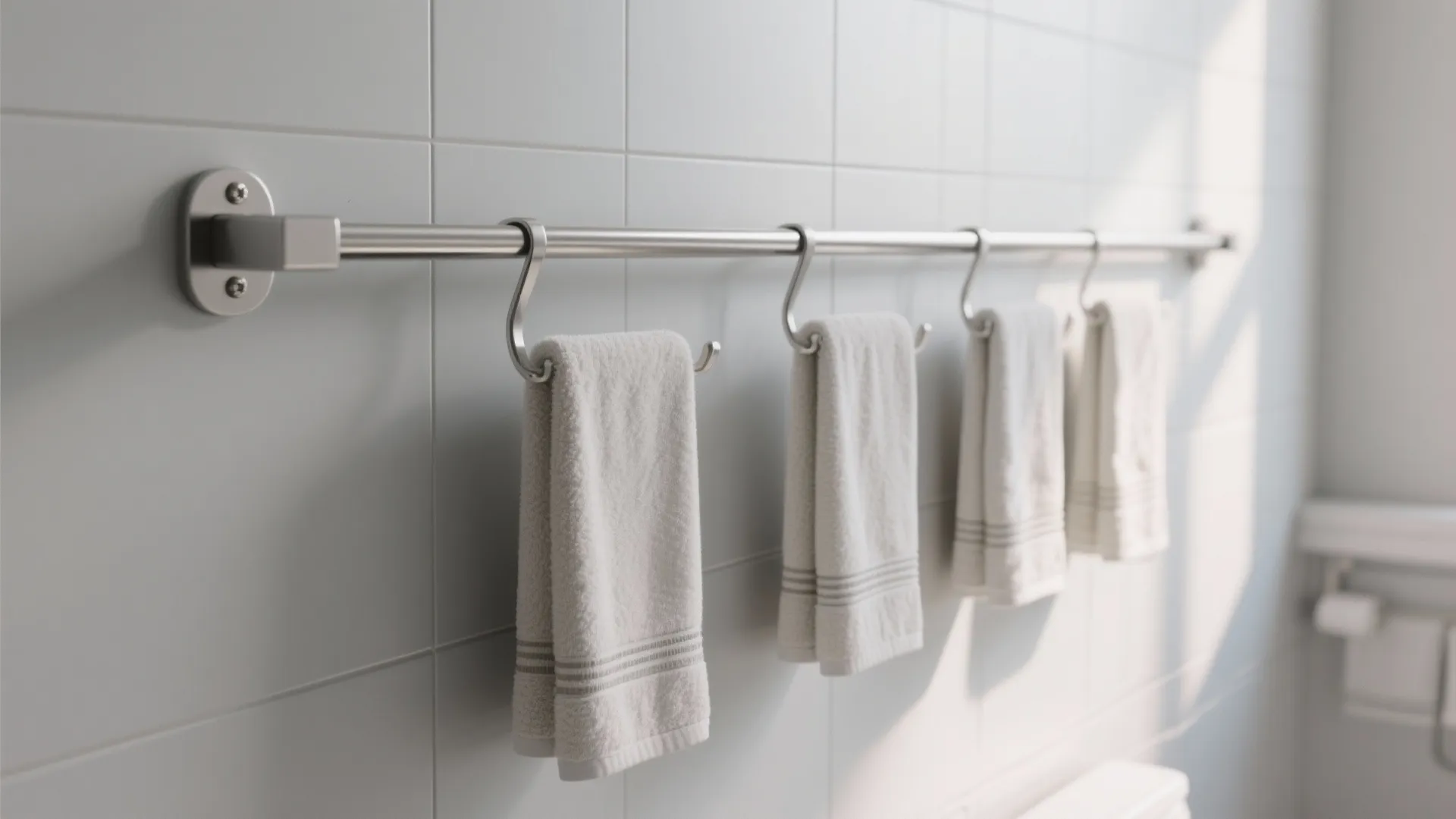 1) Minimal rail system for multi-user bathrooms