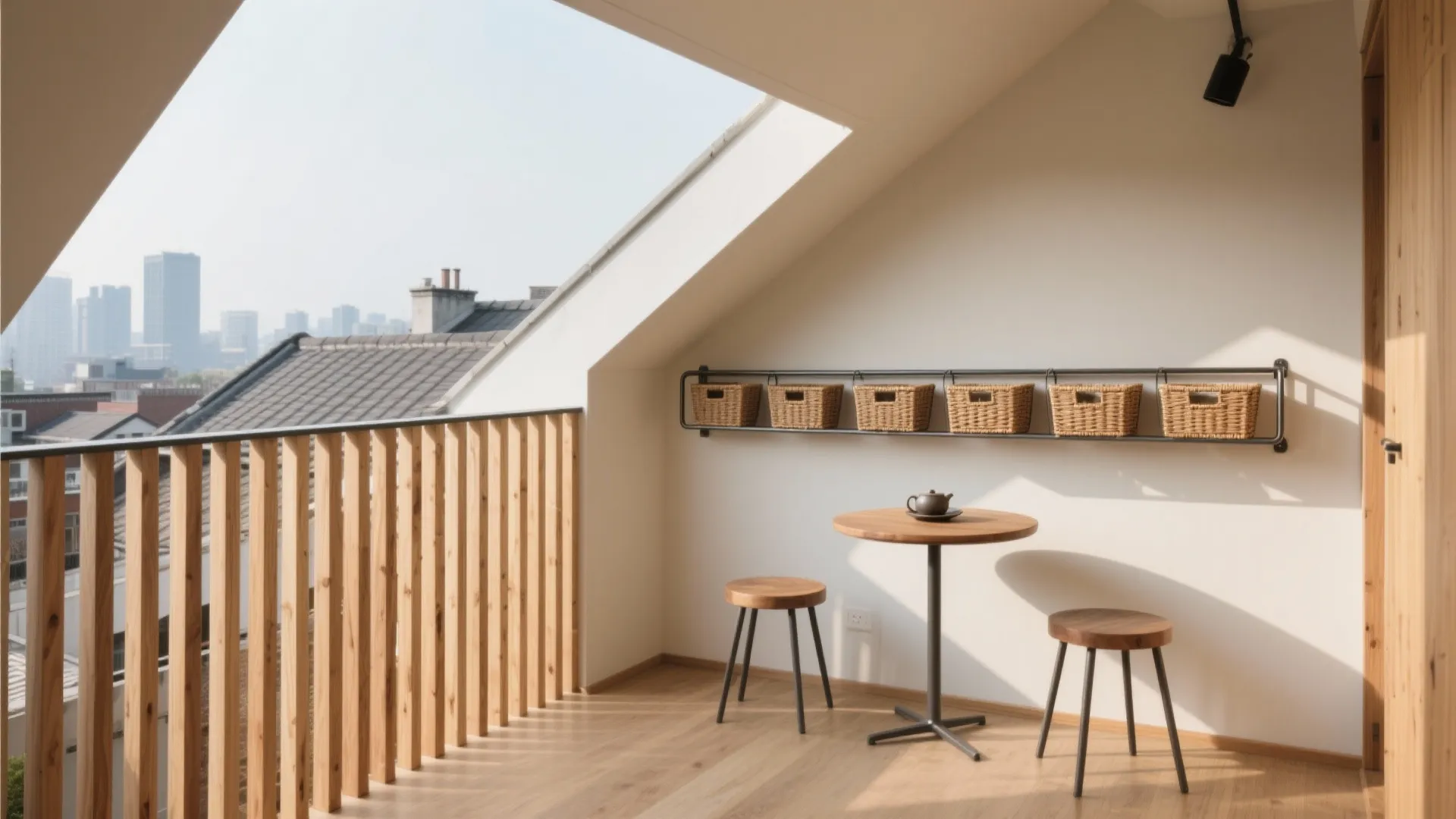 1) Minimalist Storage Rail and Slatted Screens