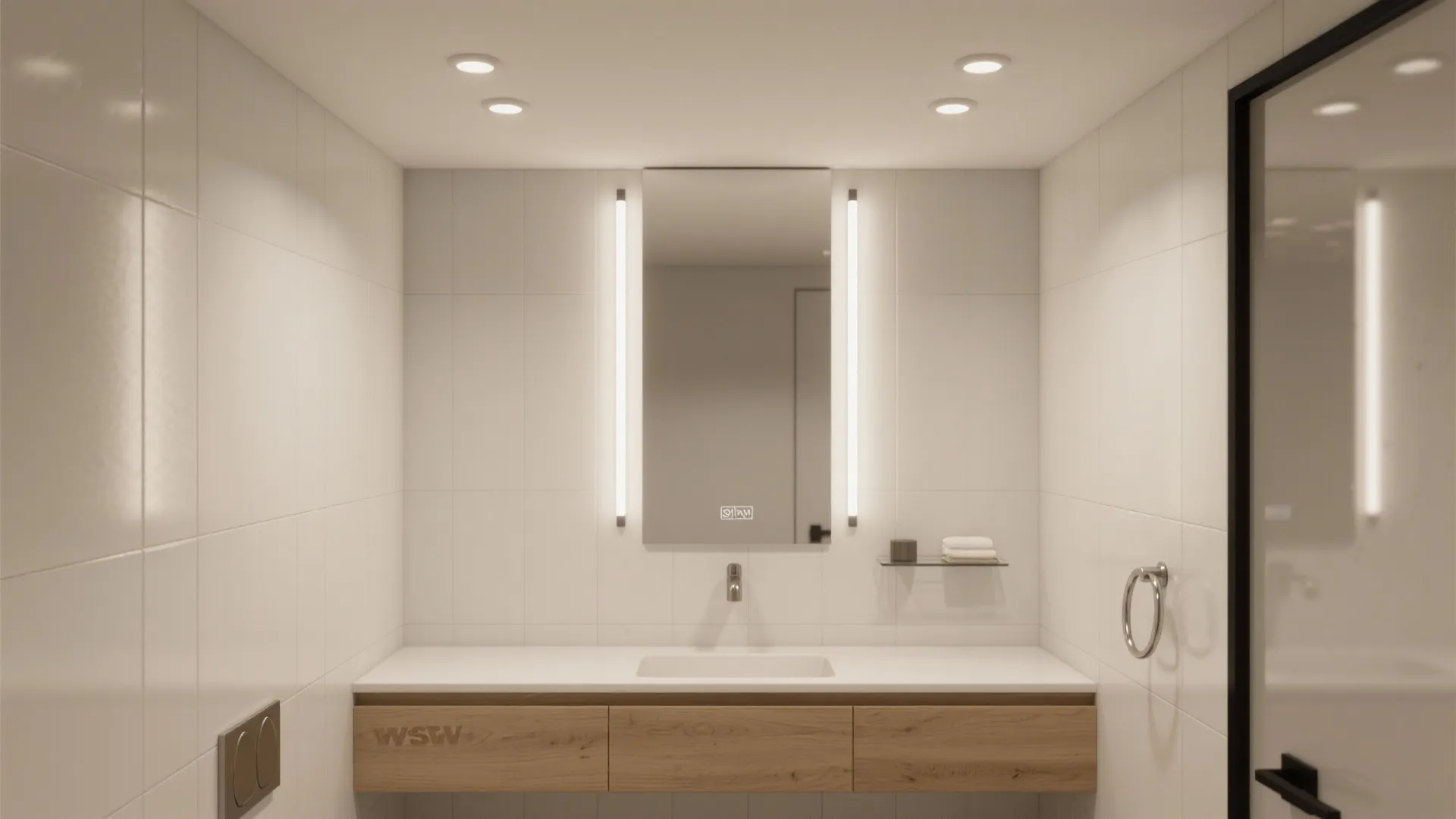 Minimalist recessed ceiling with slim downlights