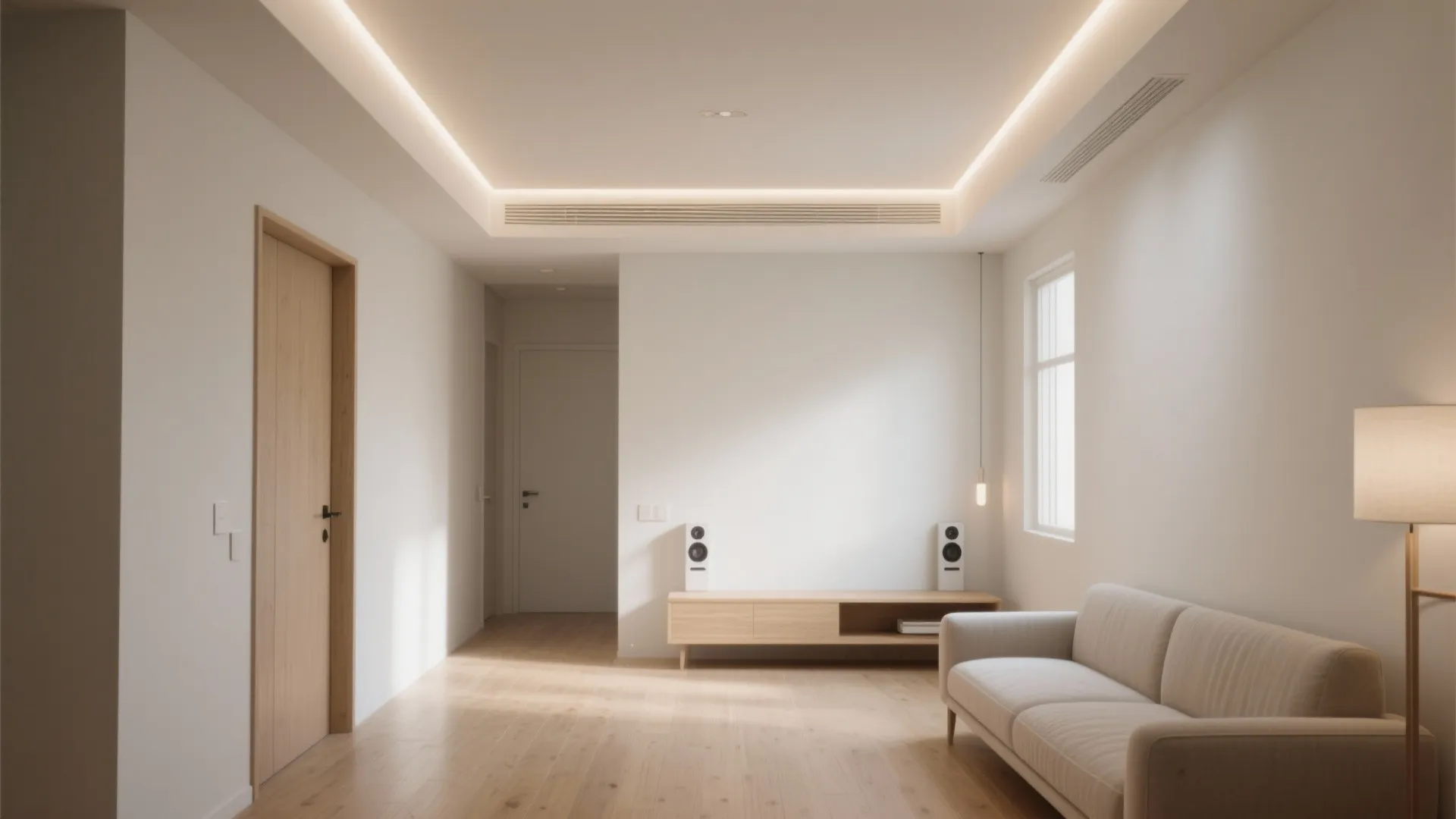 1) Minimal Recessed Ceiling with Clean Lines