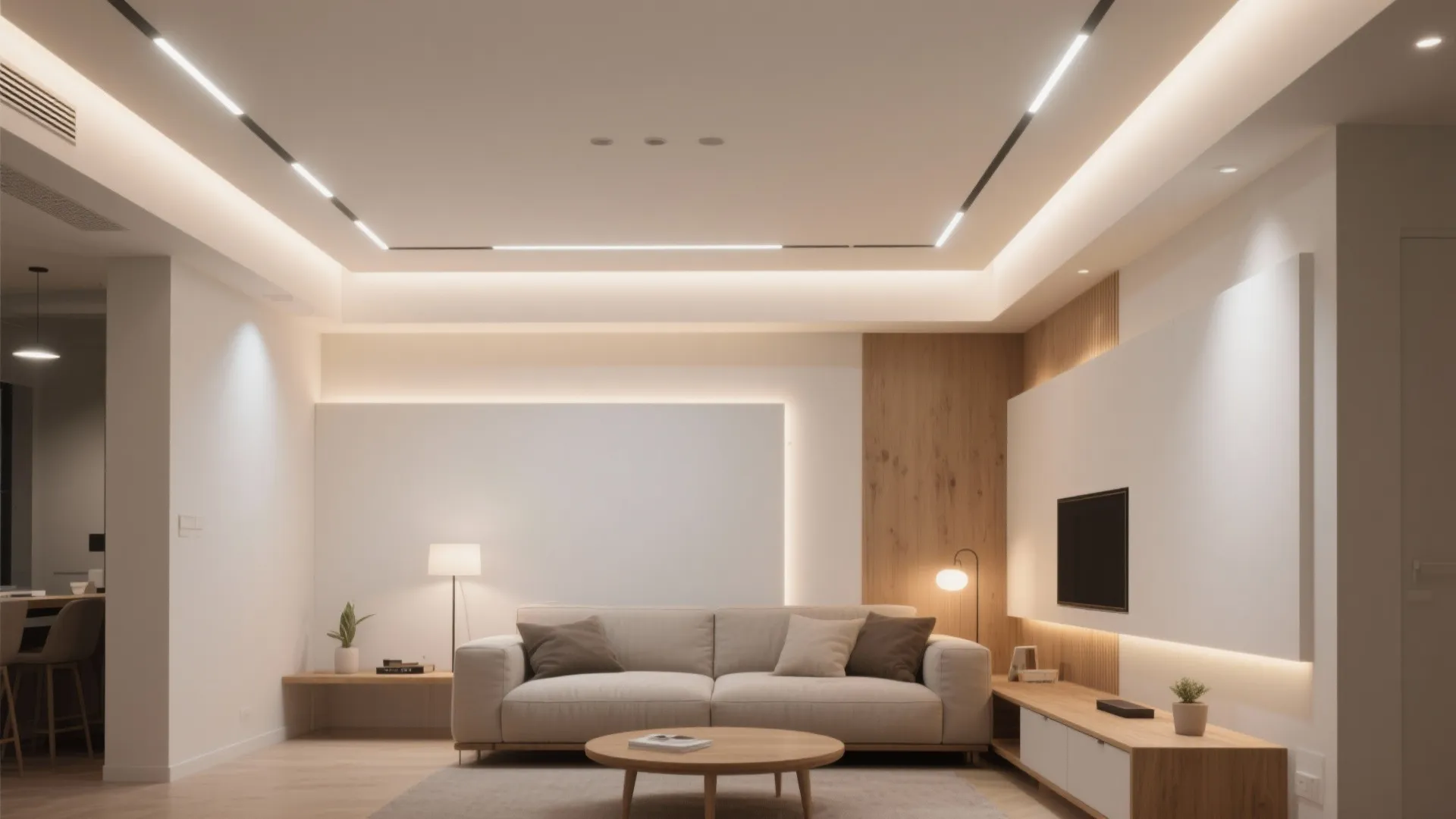 Minimal recessed bands with hidden LEDs