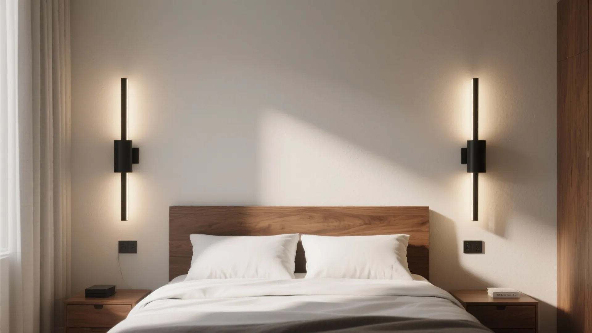Minimal sconces with focused beams