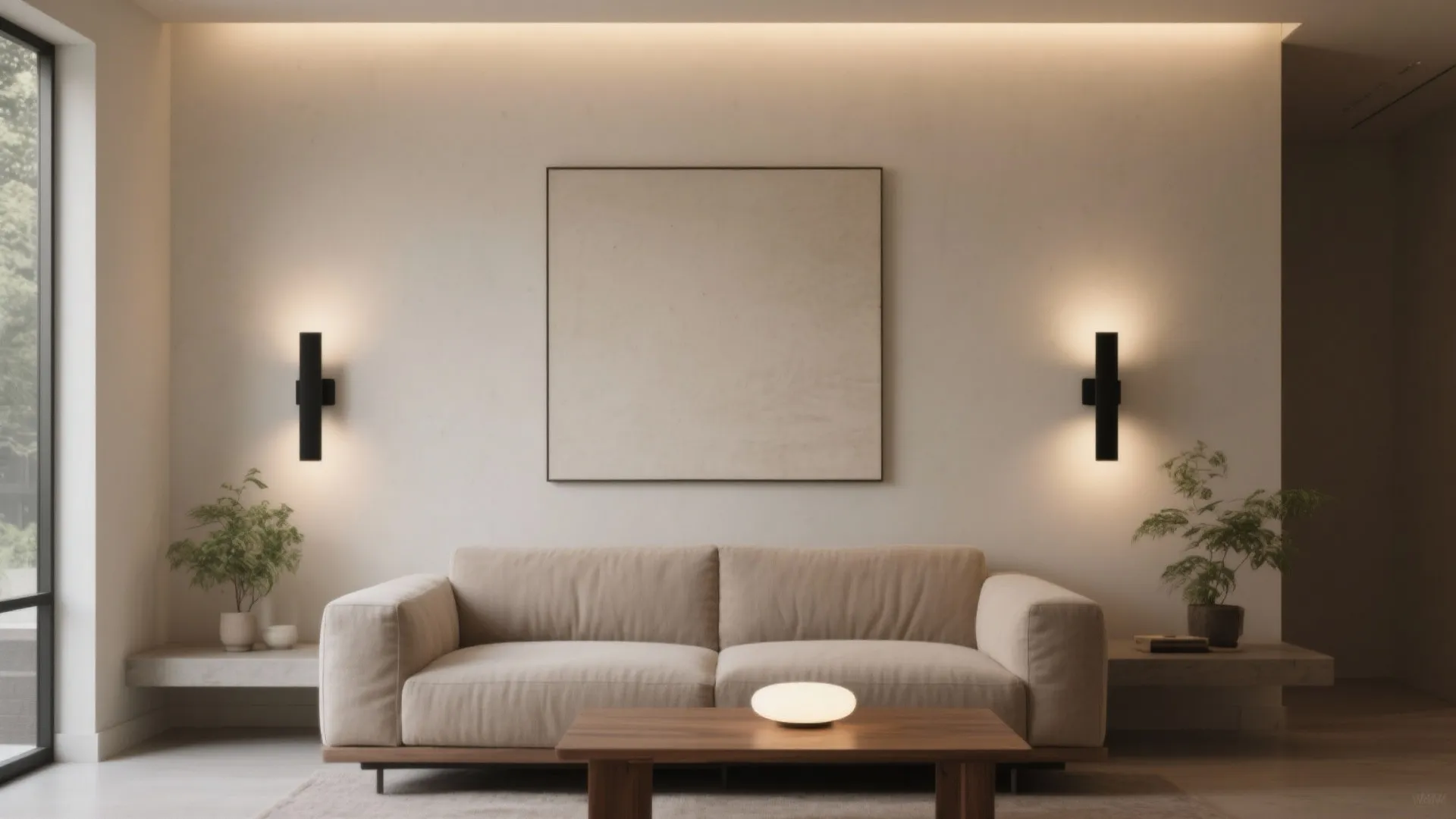 1) Minimalist sconces for layered ambience
