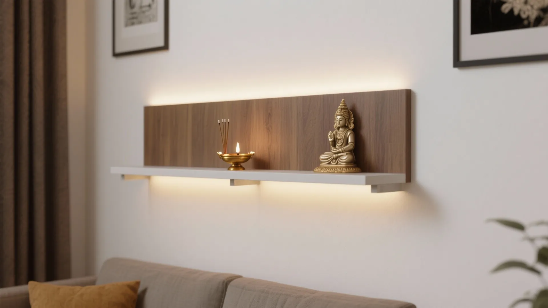 Minimal Wall-Mounted Mandir Shelf