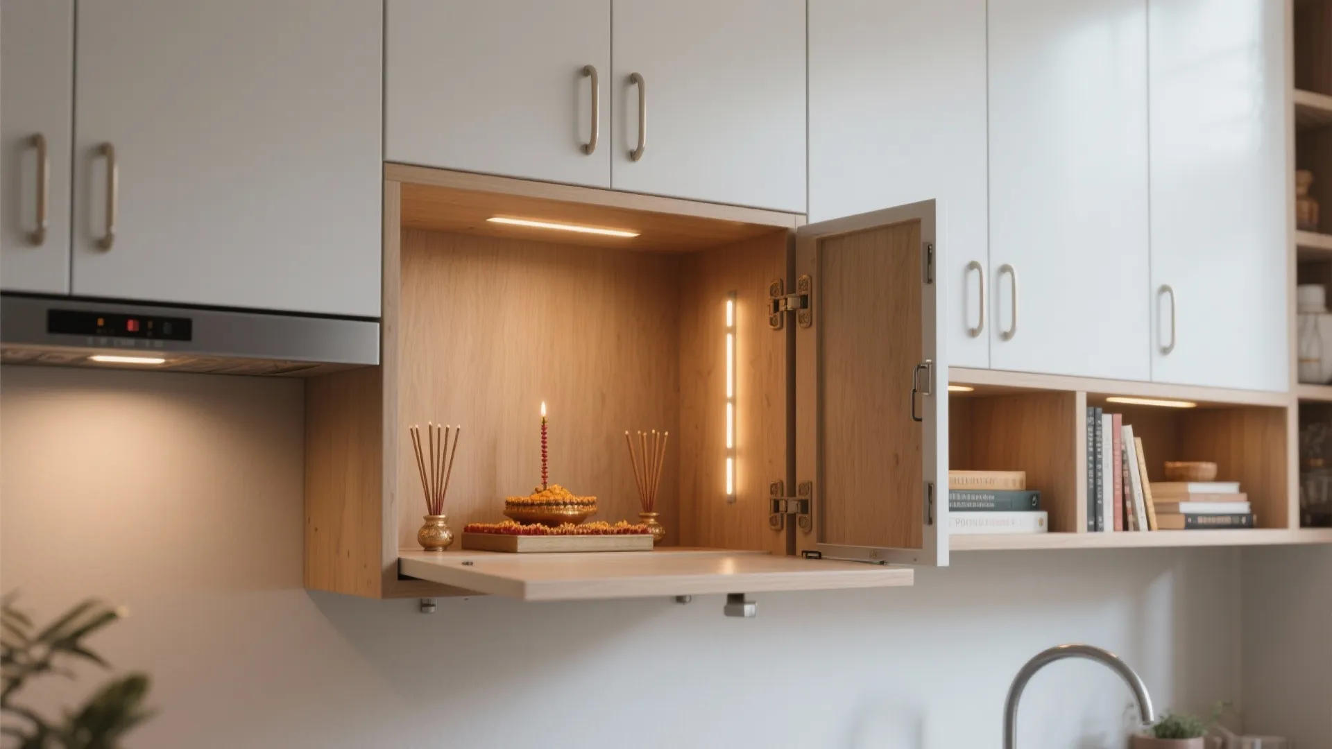 Minimal Shelf Shrine with Hidden Storage