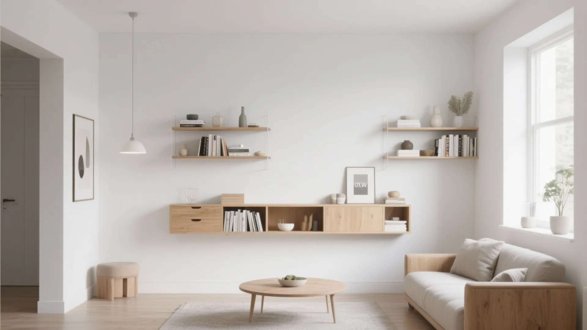 1. Minimalist Shelving Against White Walls
