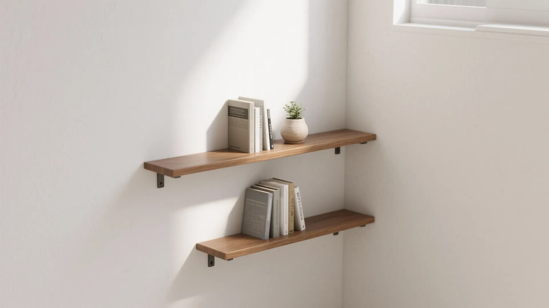 Minimalist Corner Shelving With Hidden Brackets