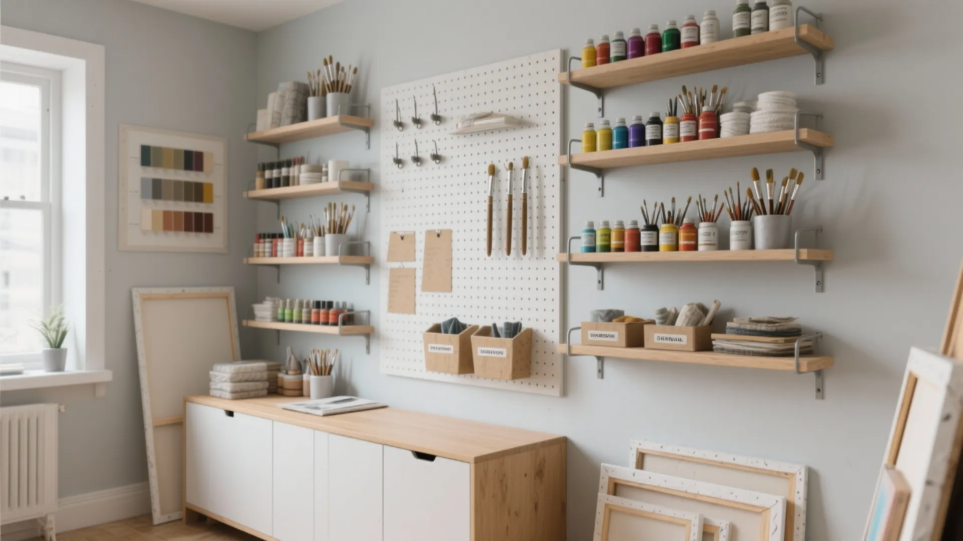 Minimal shelving and concealed storage