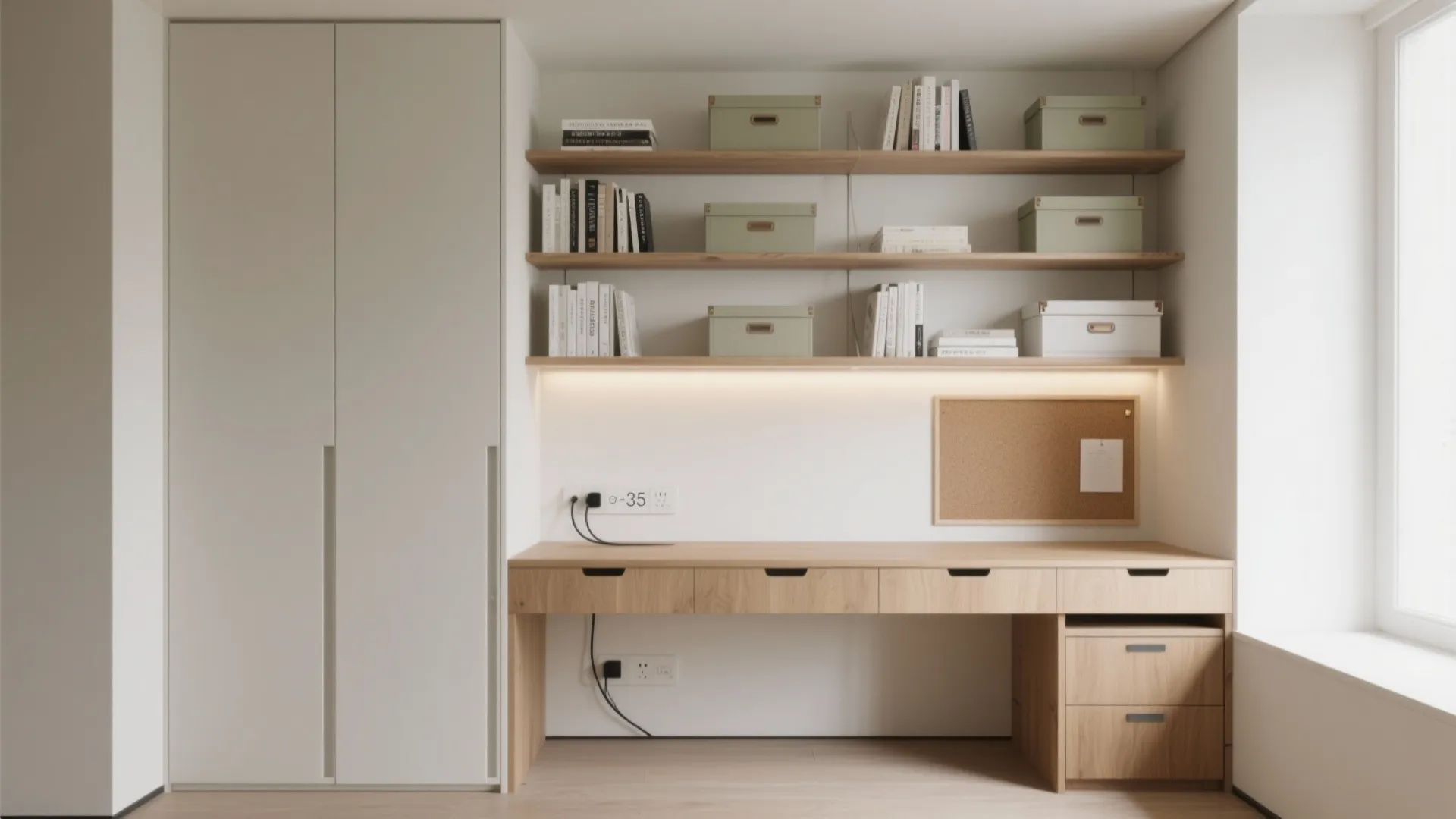 Minimalist shelving with hidden storage