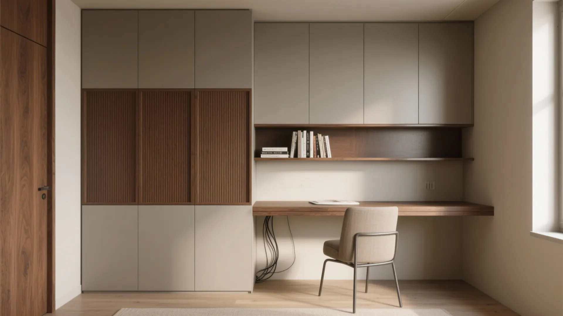 Minimalist shelving and hidden storage