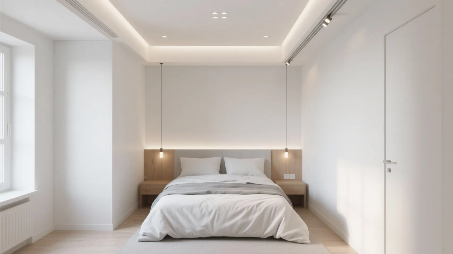 Minimalist ceiling with slim lighting