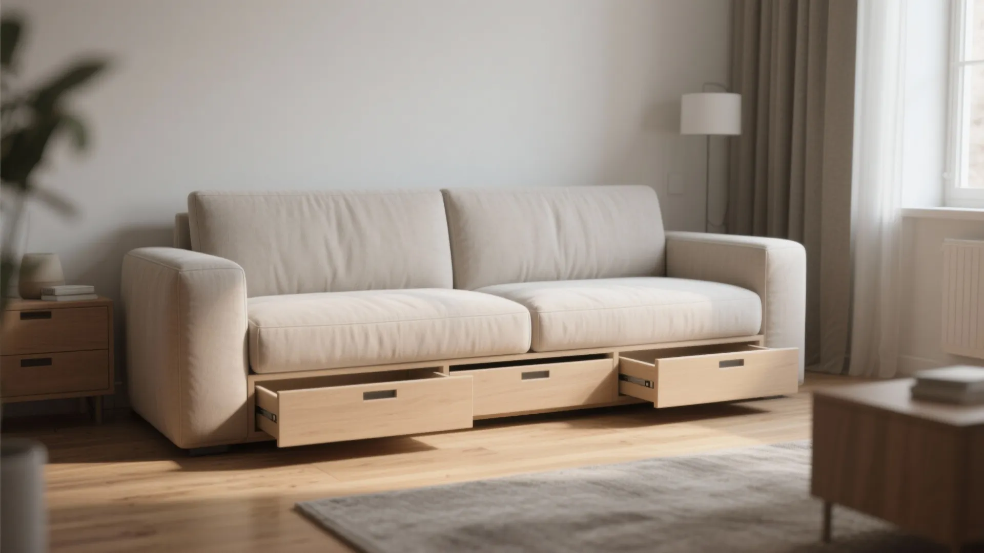 1. Minimalist Sofa with Hidden Storage