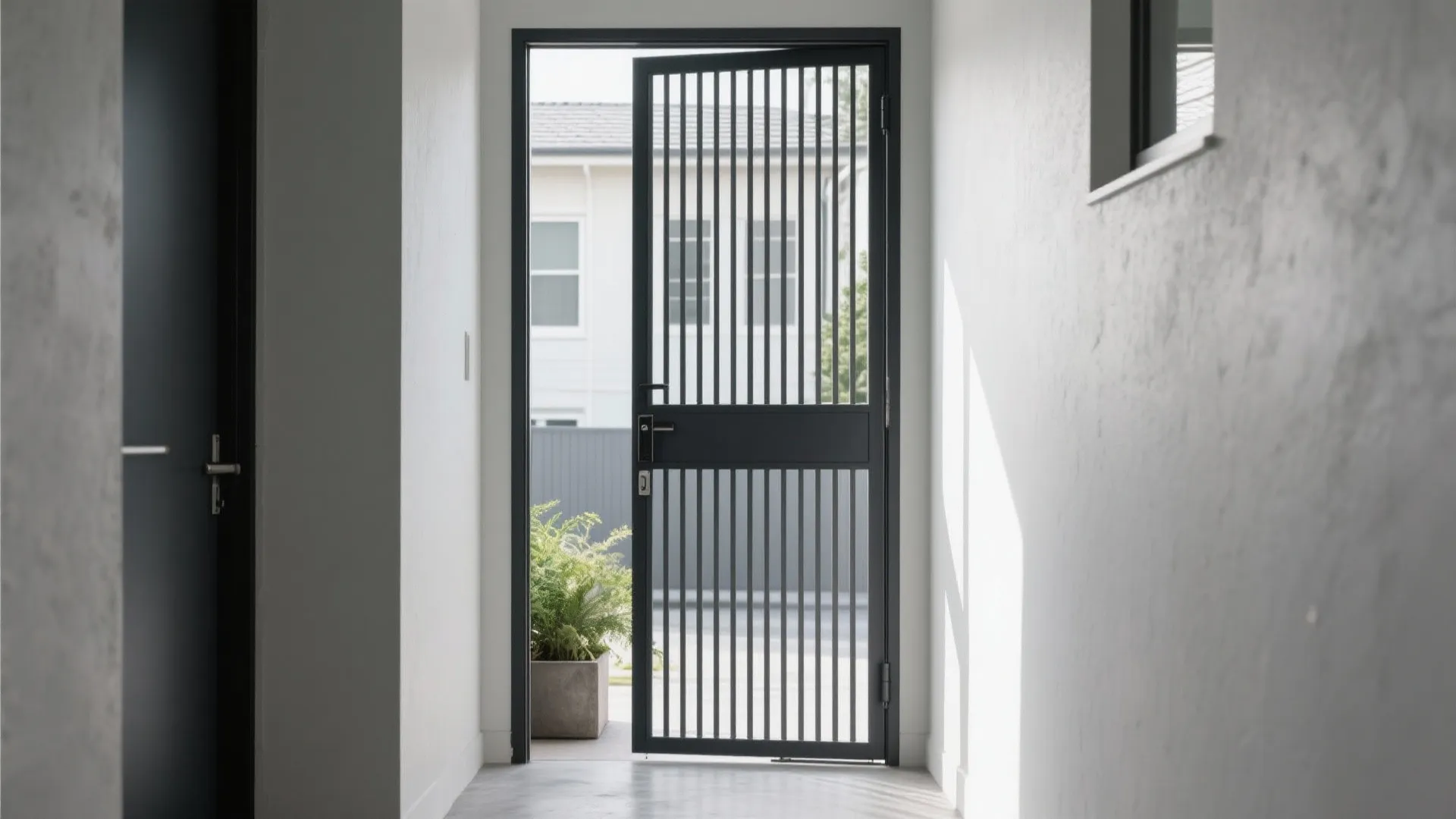 Minimal Steel Frame with Slatted Infill