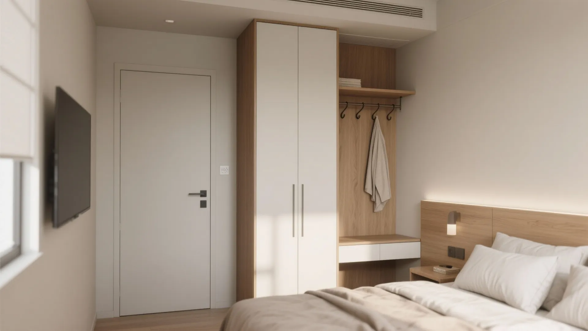 Minimalist guest bedroom storage