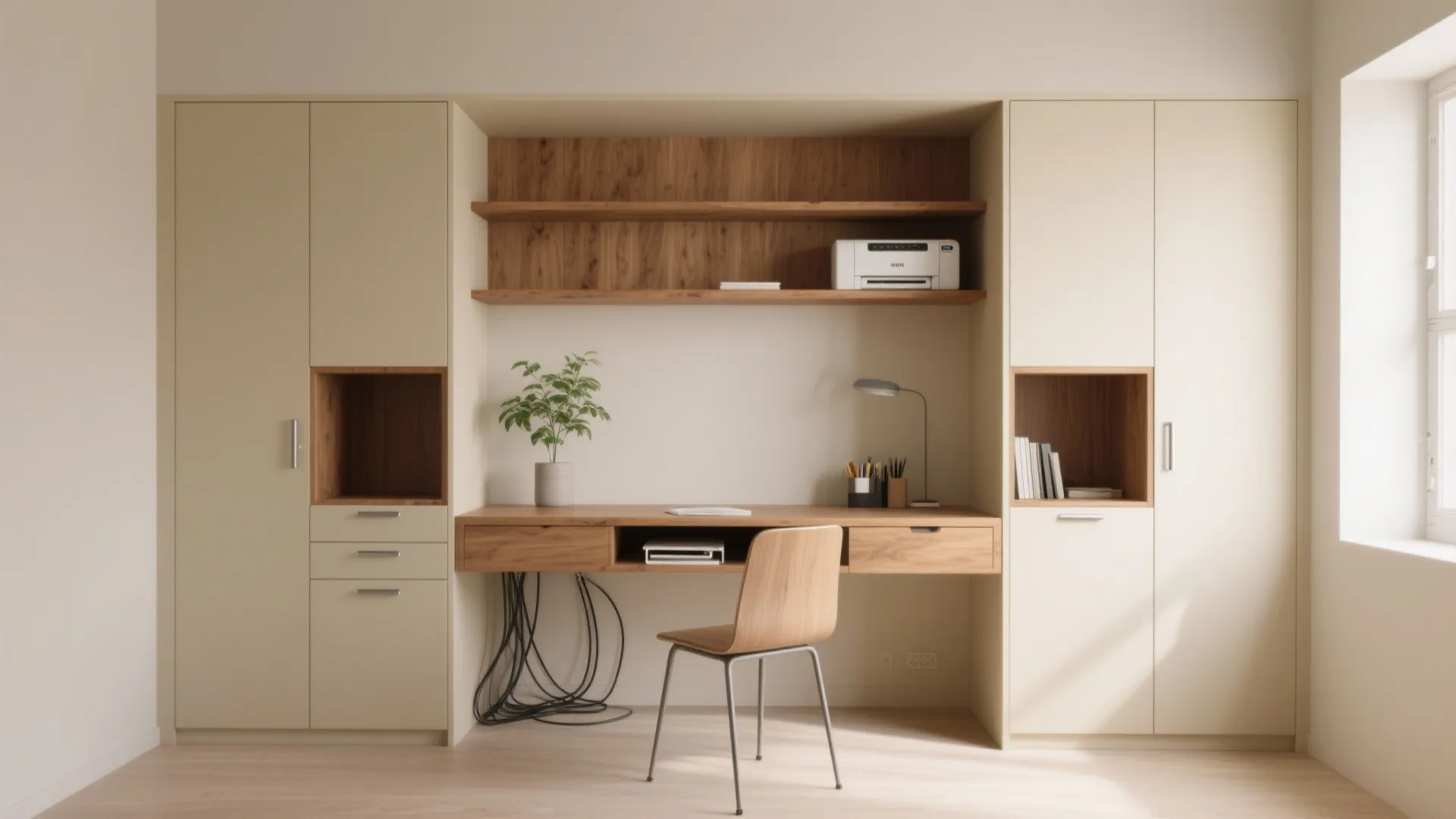 Minimalist Storage-First Study Room