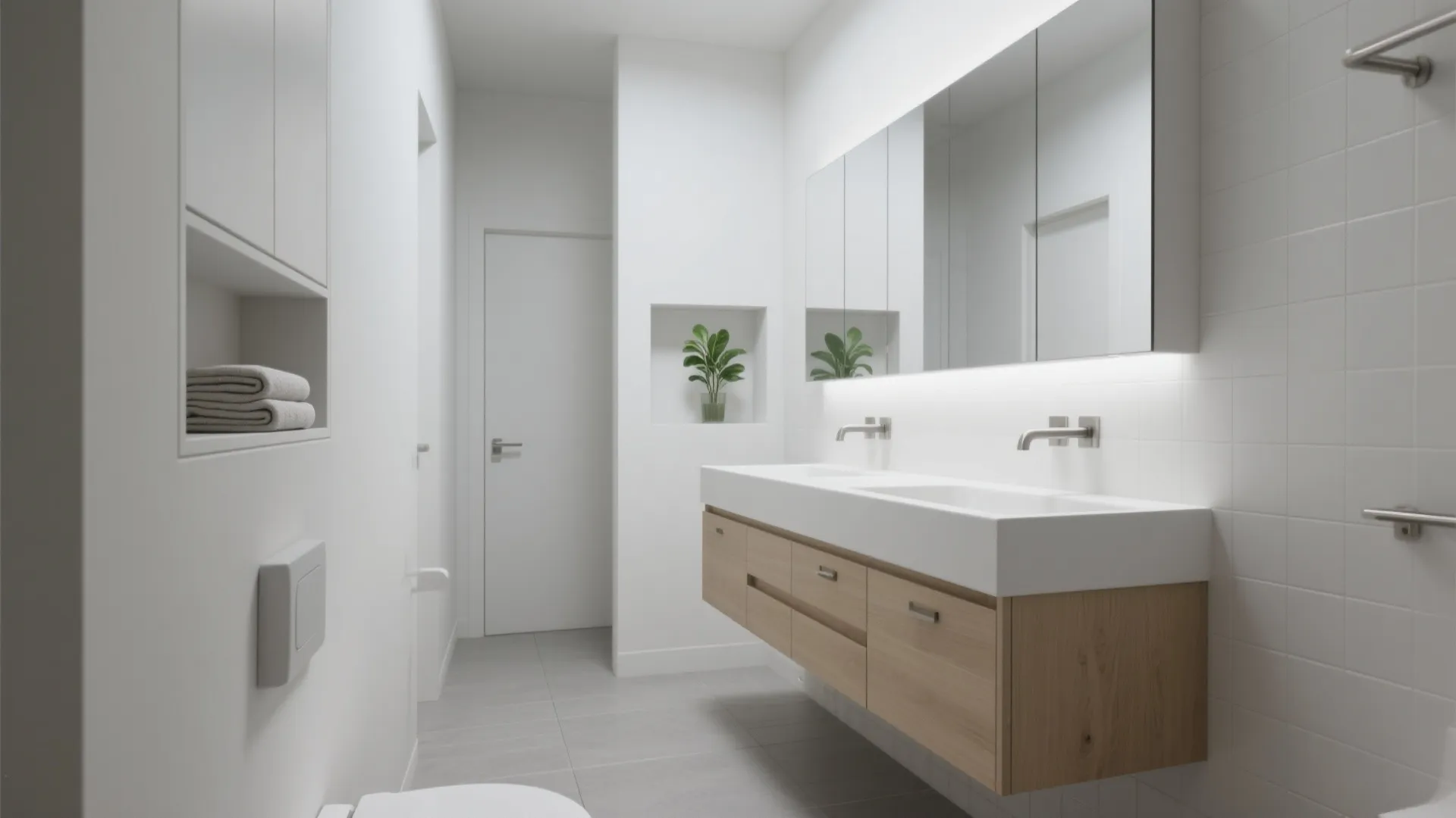 Minimalist bathroom storage that hides the mess