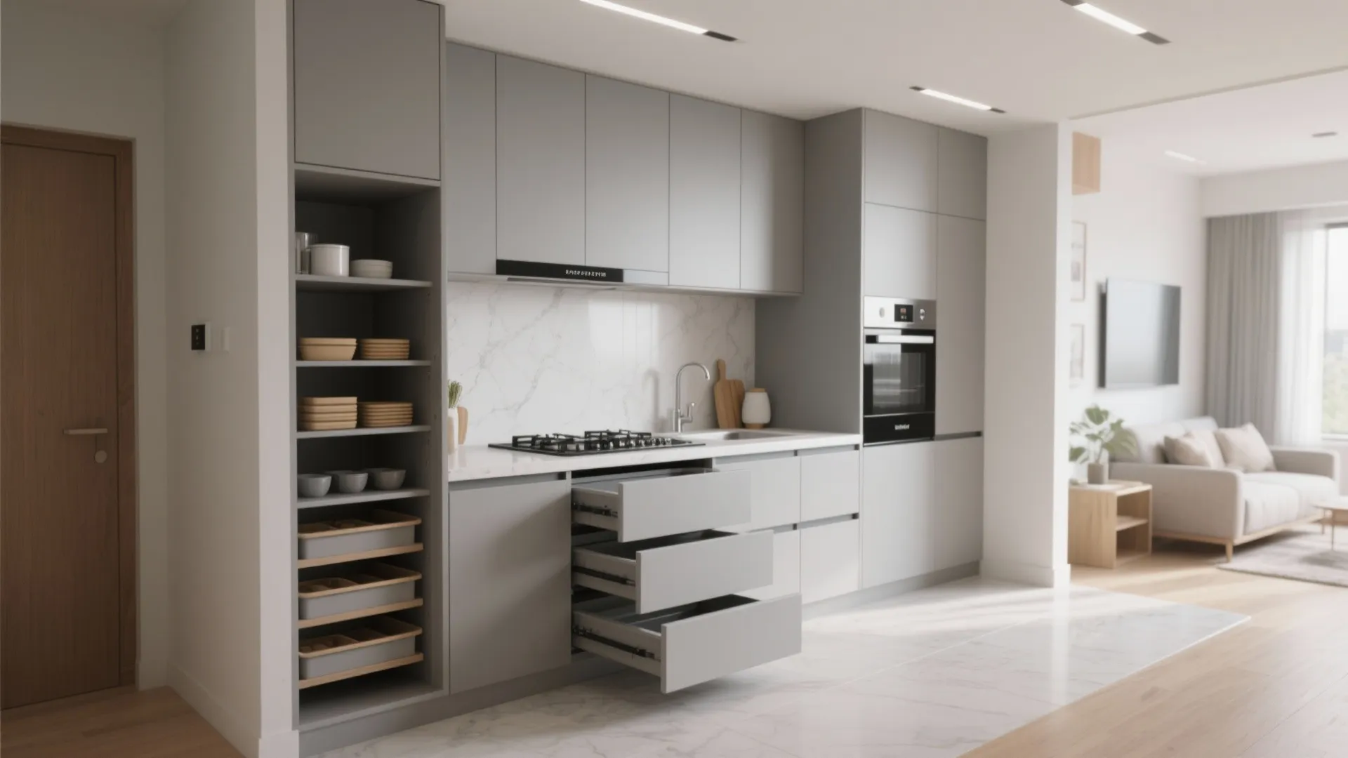 Minimalist Kitchen Storage that Hides in Plain Sight