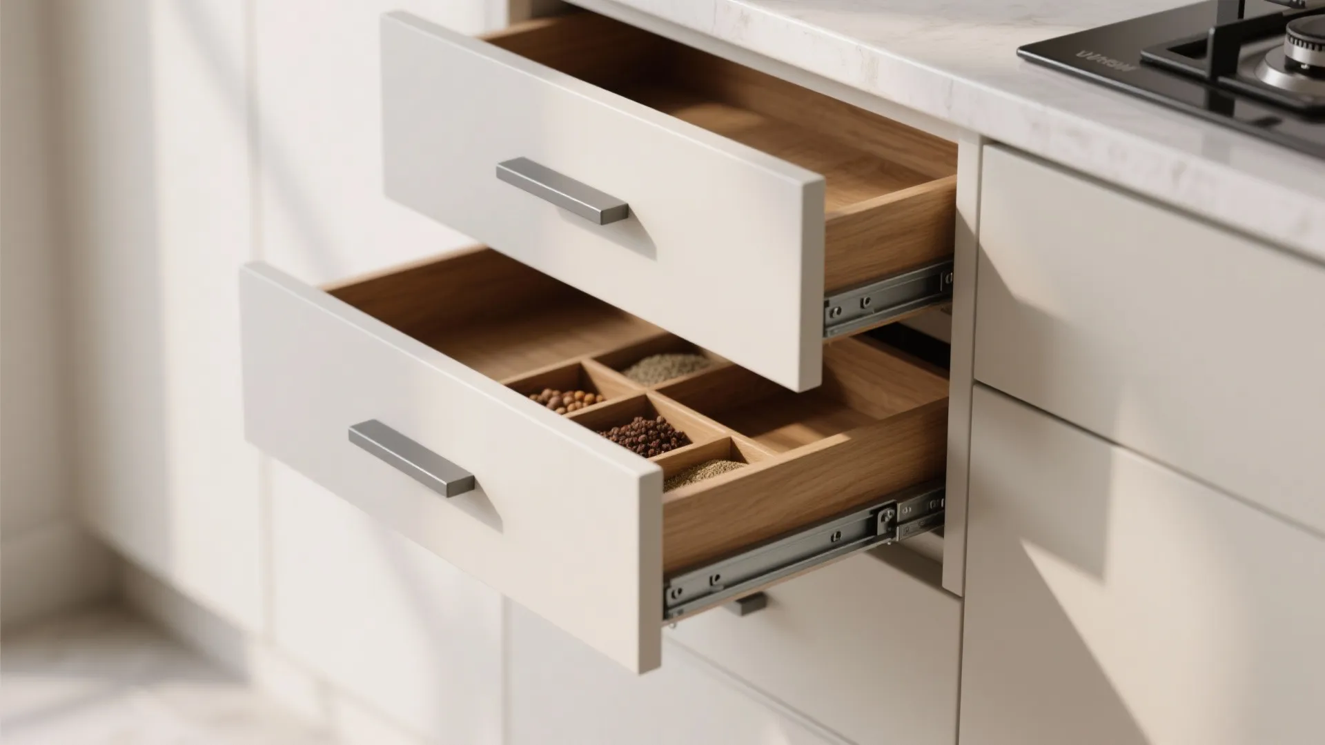 Minimalist storage systems for lean, mean kitchens