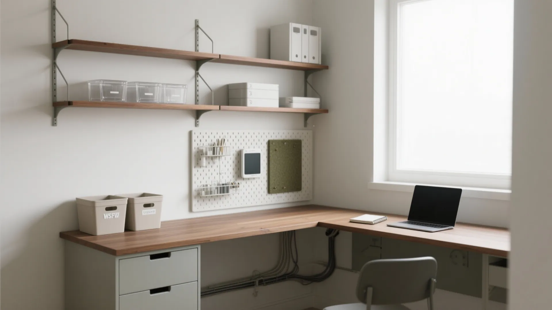 Minimalist storage for a focused NSU study room