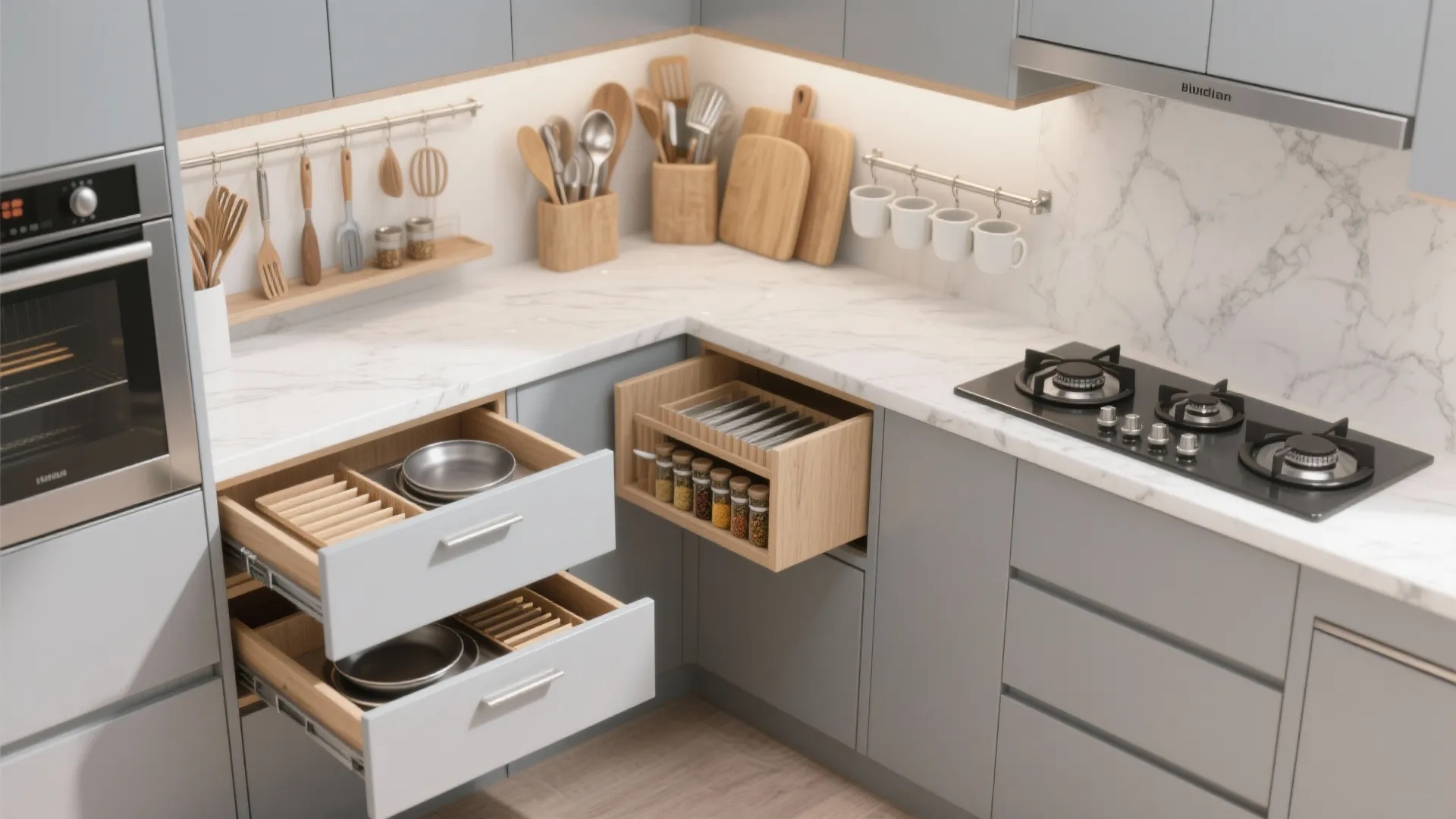 Minimalist Kitchen Storage in Compact 2 BHKs