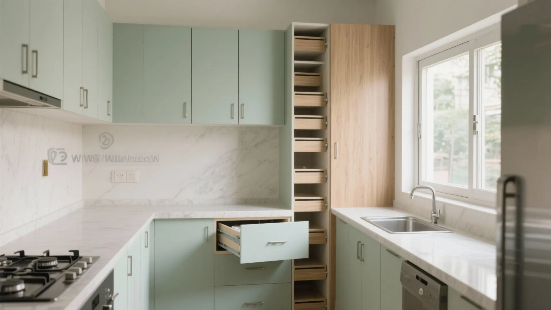 Minimalist kitchen storage for small 2 BHKs