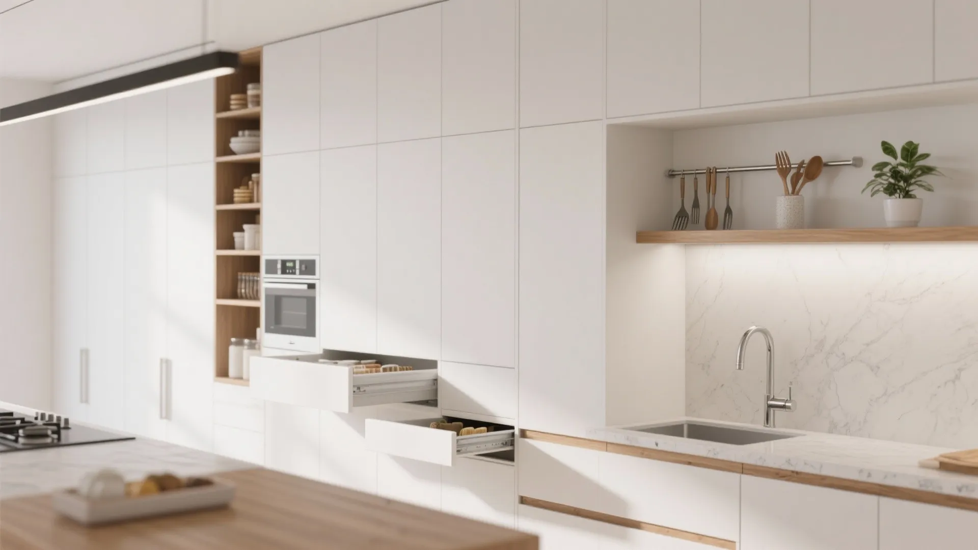 Minimalist kitchen storage that breathes