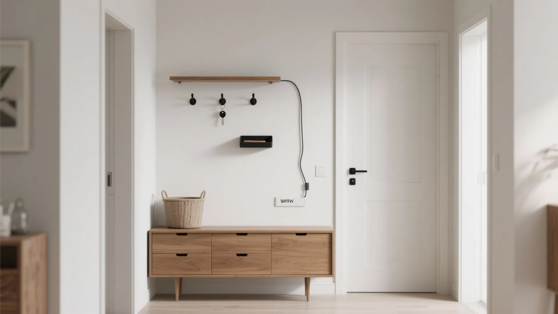 Minimalist Storage that Calms the Hall
