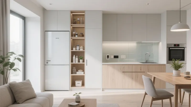 Modern Scandinavian Kitchen with Open Shelving & Natural Light