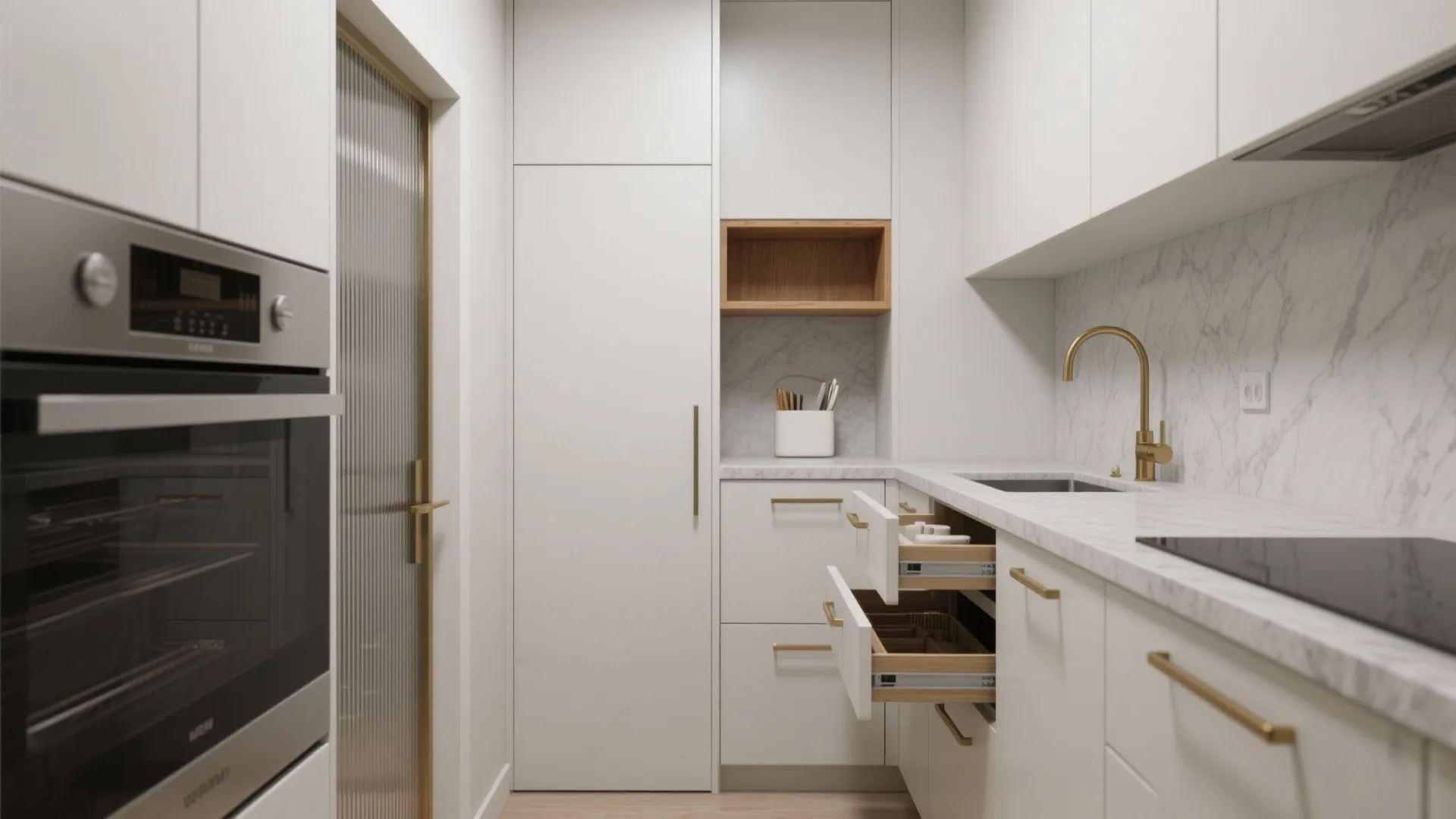 Minimalist kitchen storage for a 2 BHK