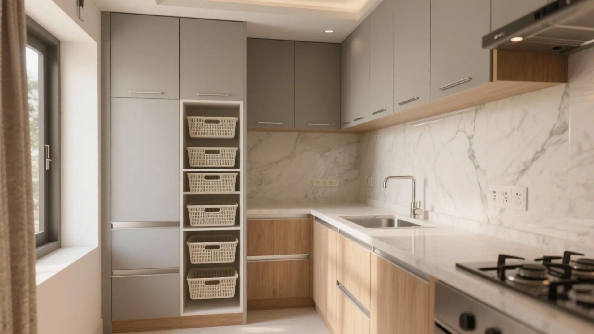 Minimalist Kitchen Storage for 2 BHK Flats