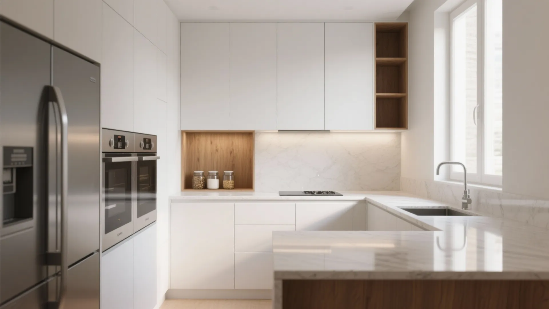 Minimalist kitchen storage for a compact 2 BHK