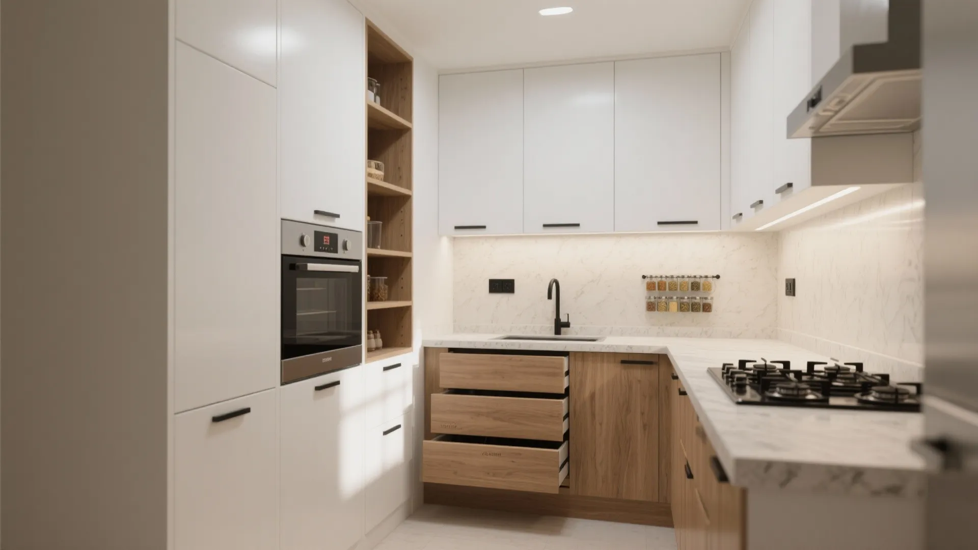 Minimalist Kitchen Storage for 3 BHK Flats